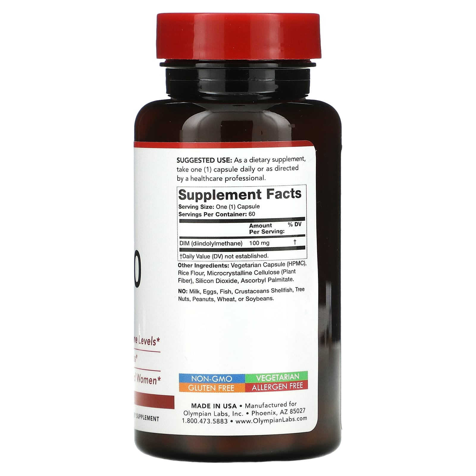 Olympian Labs, DIM-100, 60 вегетарианских капсул