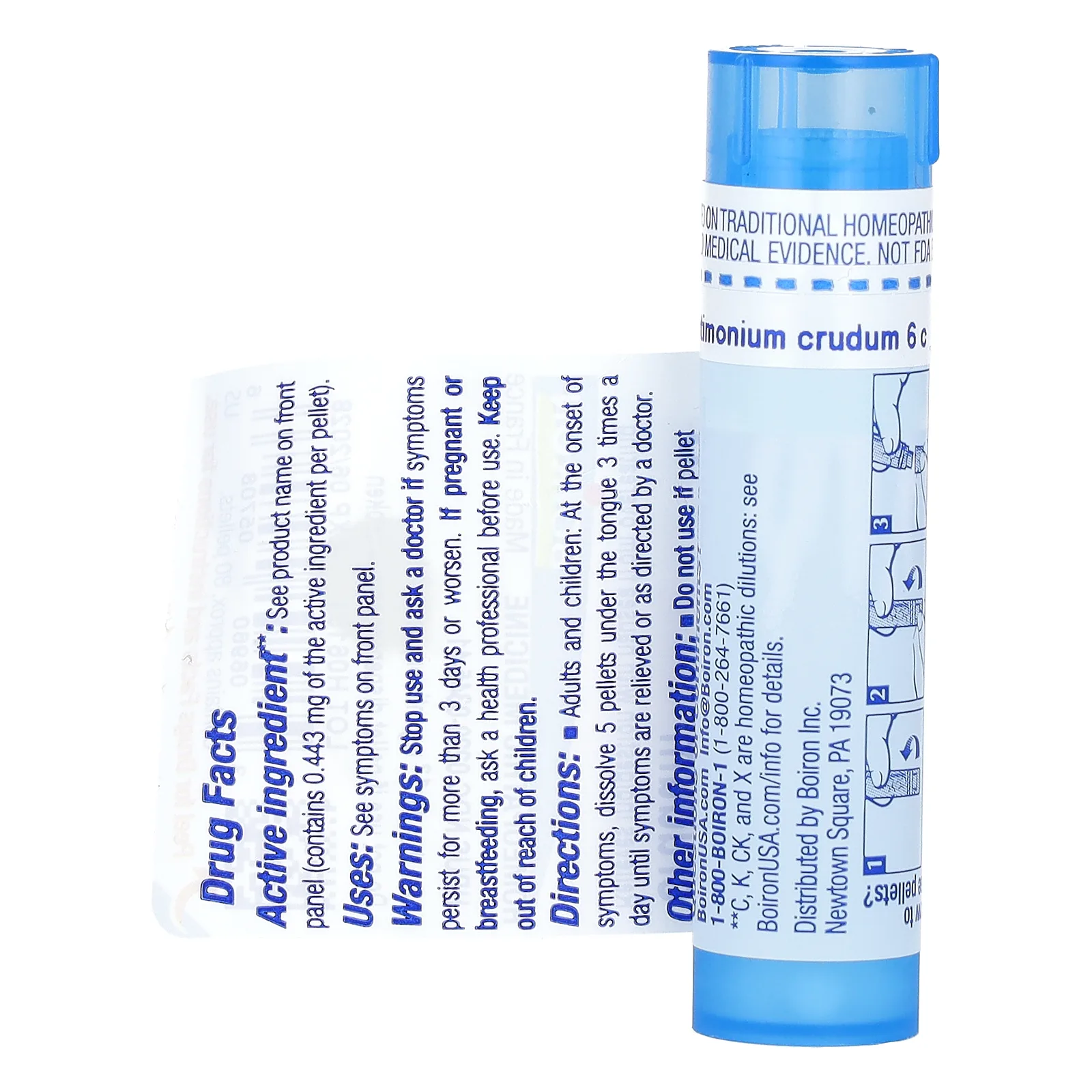 Boiron, Antimonium crudum, 6C, для облегчения пищеварения, примерно 80 гранул