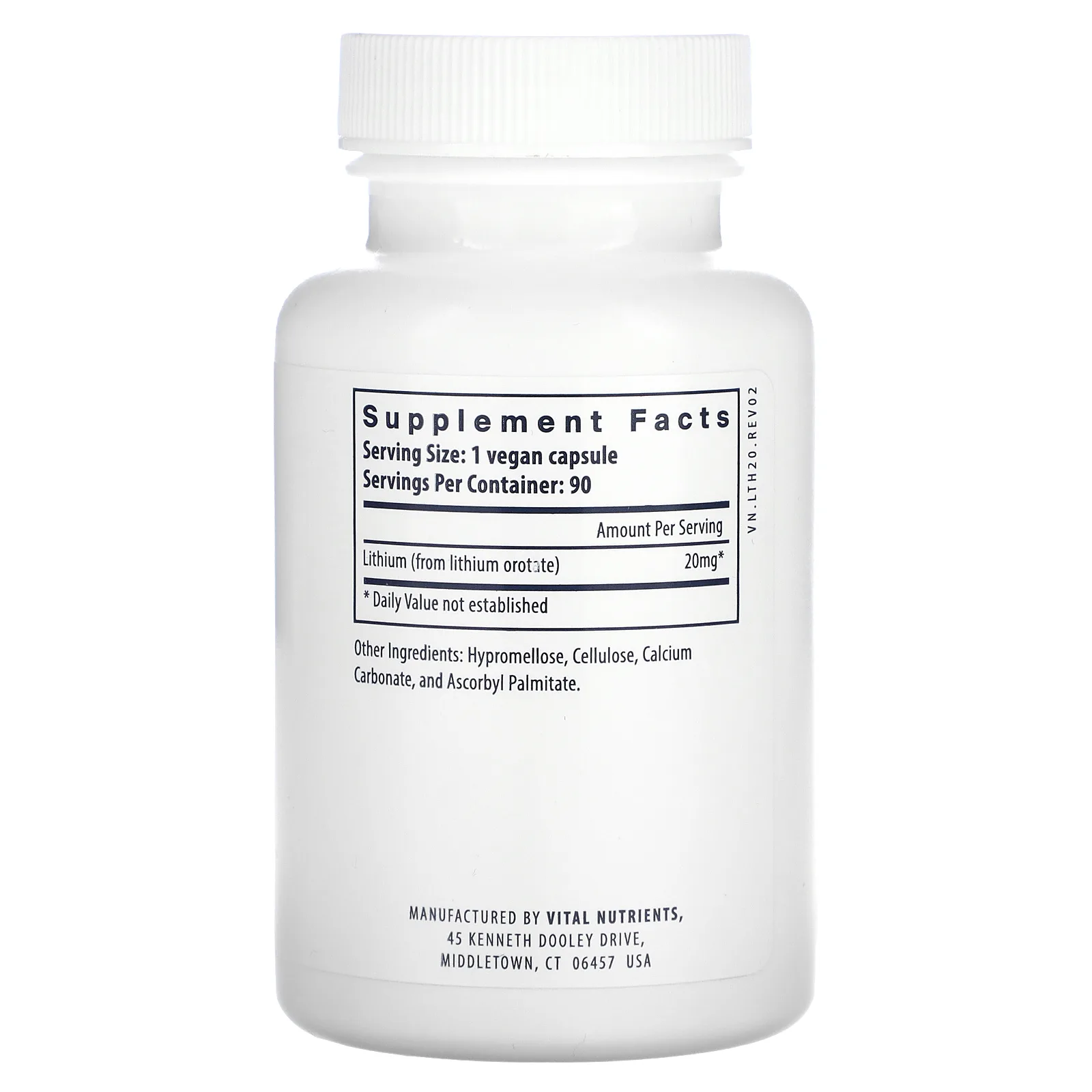 Vital Nutrients, Литий, 20 мг, 90 веганских капсул