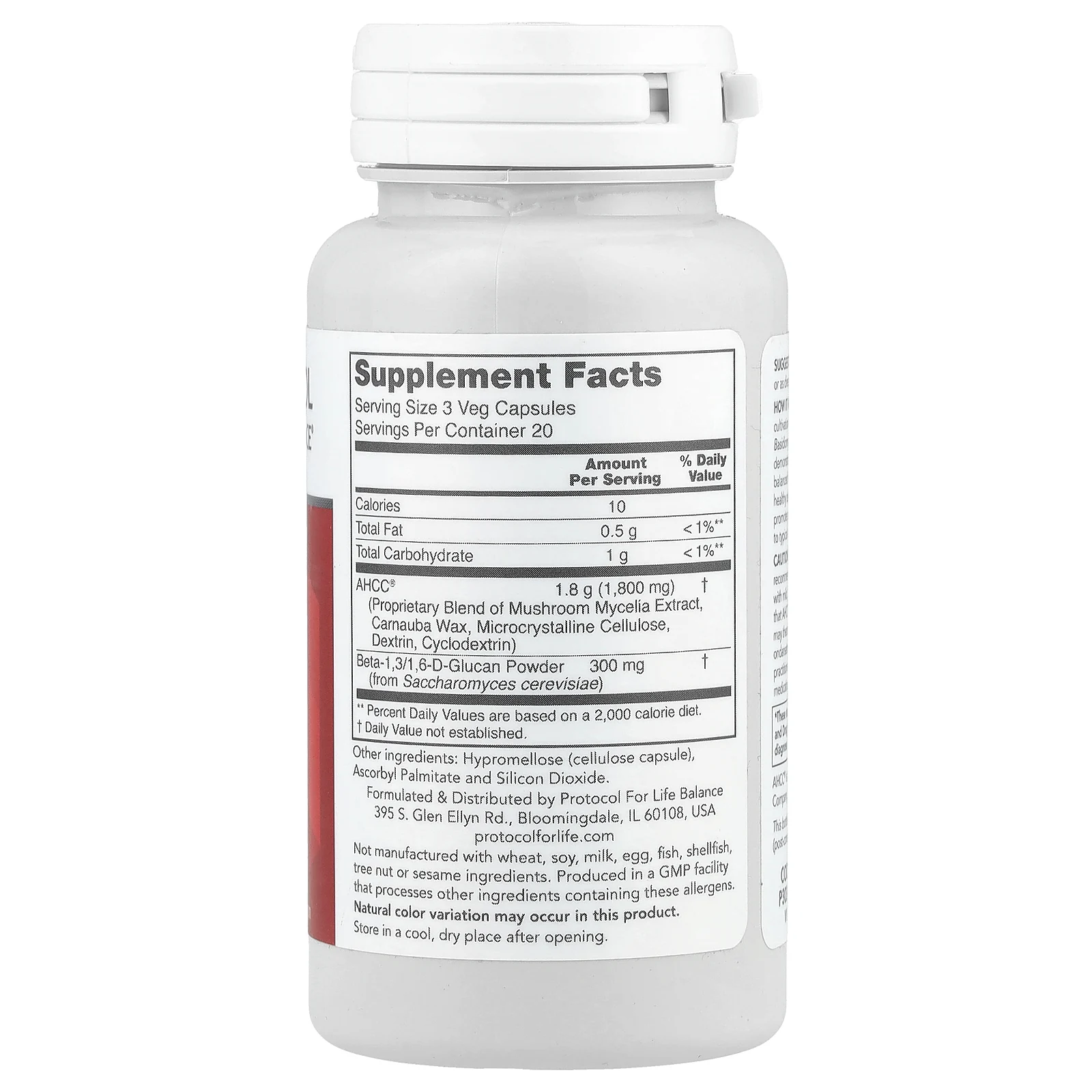 Protocol for Life Balance, AHCC® Plus Beta-Glucan, 60 растительных капсул