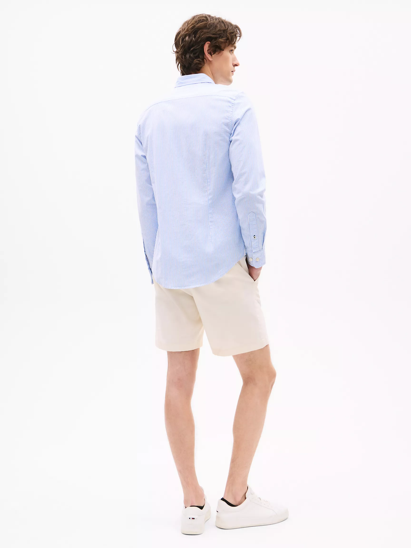 Мужская рубашка Tommy Hilfiger, Приталенная полосатая эластичная рубашка из оксфорда