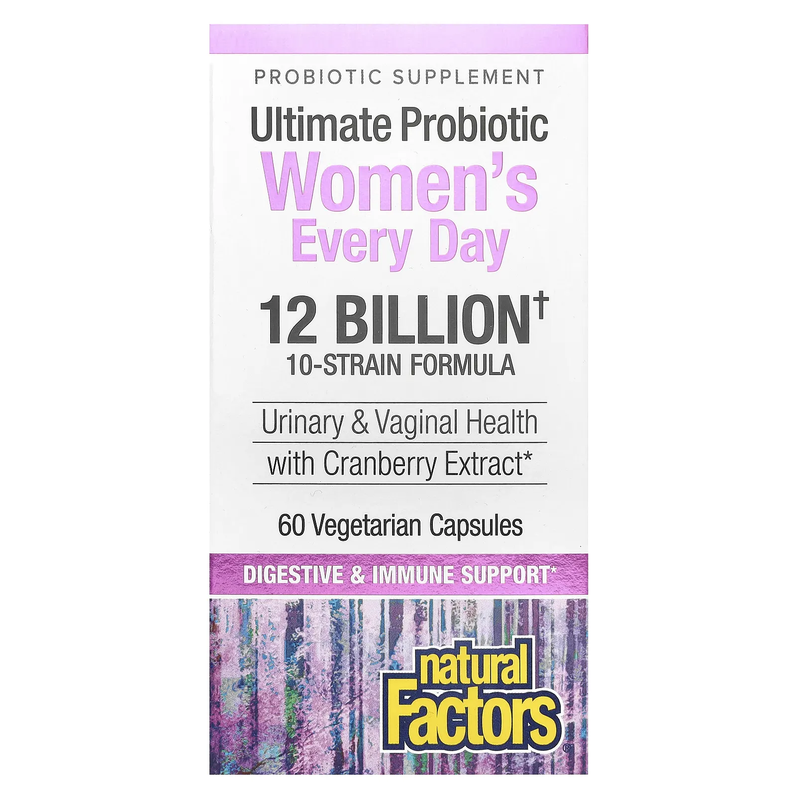 Natural Factors, Ultima Probiotic Women’s, пробиотик для женщин, 12 млрд КОЕ, 60 вегетарианских капсул