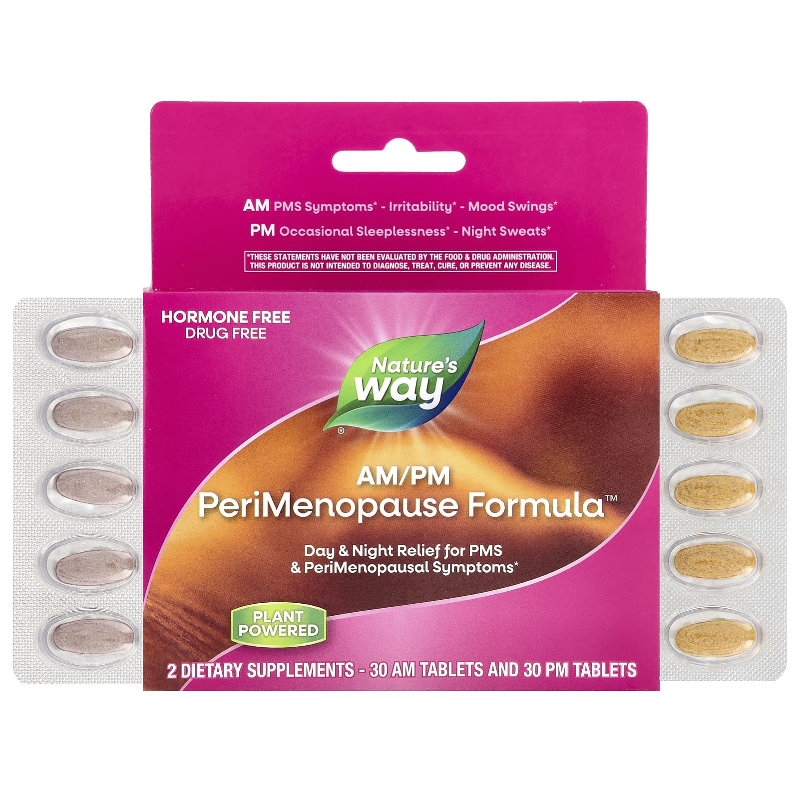 Nature's Way, PeriMenopause Formula, препарат в период пременопаузы, для использования утром и вечером, 60 таблеток