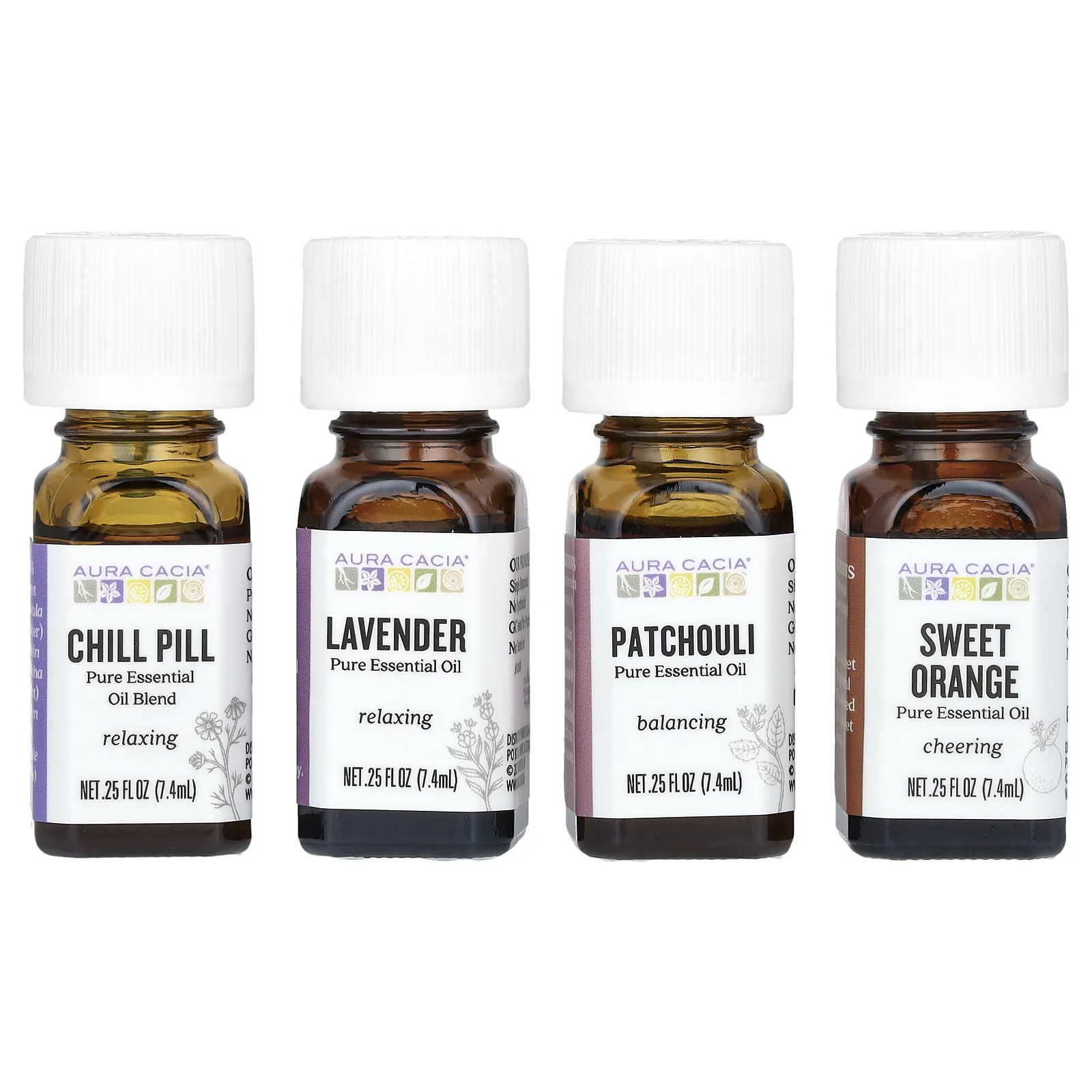 Aura Cacia, Discover Relaxation Kit, эфирные масла, 4 флакона по 7,4 мл (0,25 жидк. Унции)