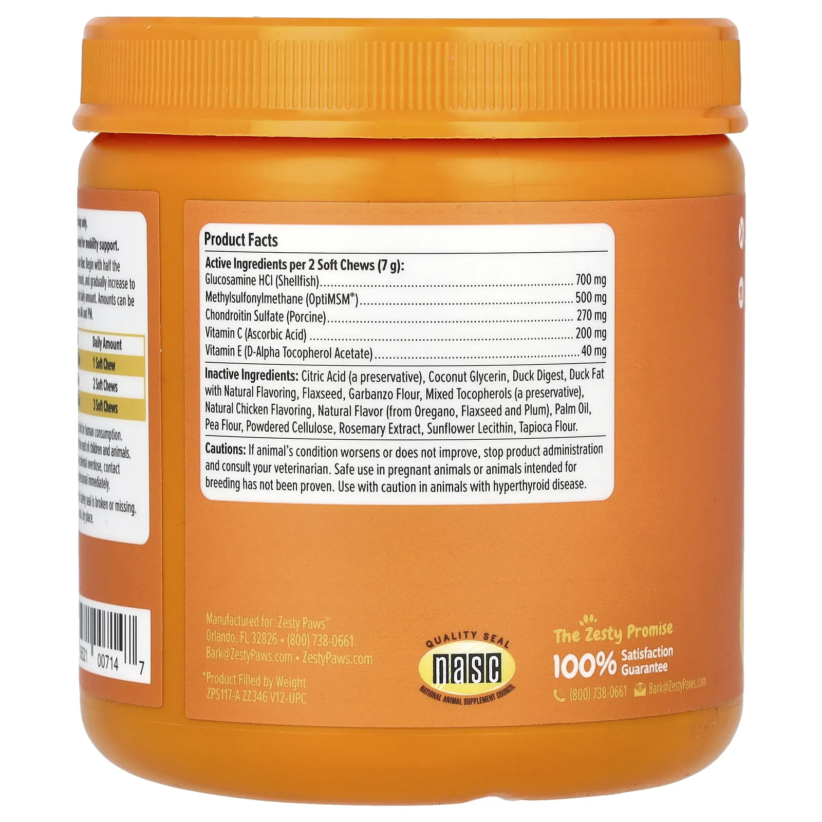 Zesty Paws, Укусы для передвижения для собак, бедра и суставы, для всех возрастов, со вкусом утки, 90 мягких жевательных кусочков, 12,7 унции (360 г)