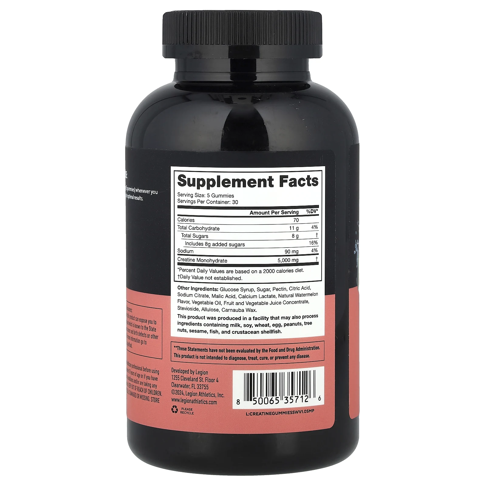 Legion Athletics, Жевательные мармеладки с креатином, кислый арбуз, 150 жевательных таблеток