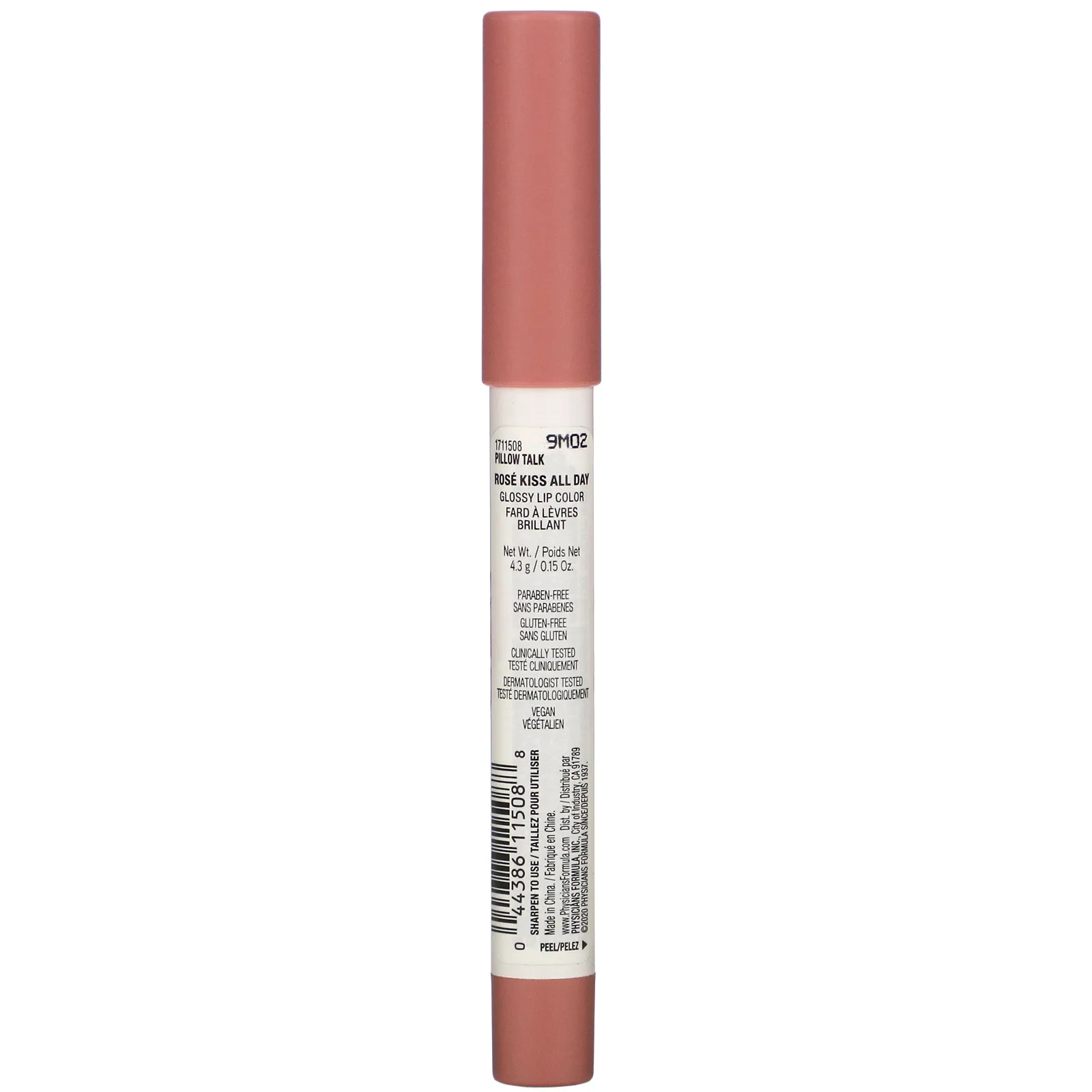 Physicians Formula, Rosé Kiss All Day, глянцевая губная помада, 1711508 Pilow Tal, 4,3 г (0,15 унции)