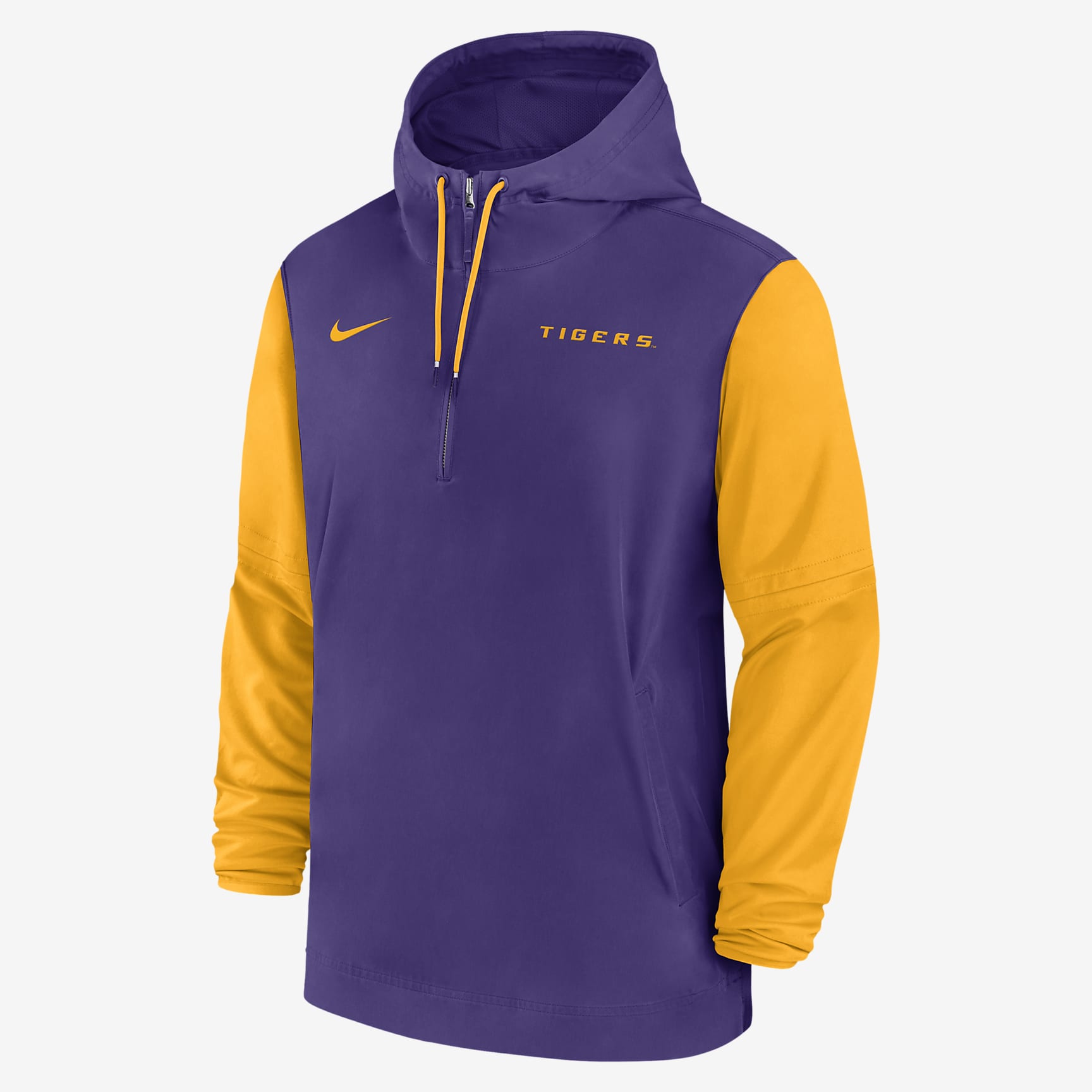 LSU Tigers Sideline Pre-Game Player Men's Nike College 1/2-Zip Hooded Jacket