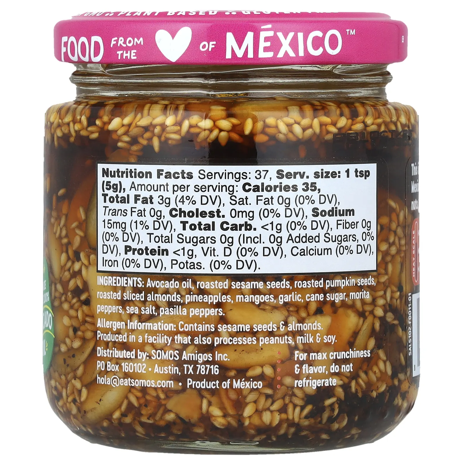 Somos, Сальса мача, мексиканский перец чили, манго и ананас, средний вкус, 185 г (6,5 унции)