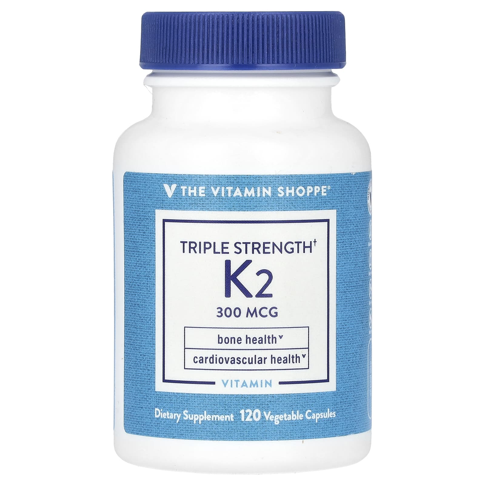 The Vitamin Shoppe, витамин K2, тройная сила, 300 мкг, 120 растительных капсул