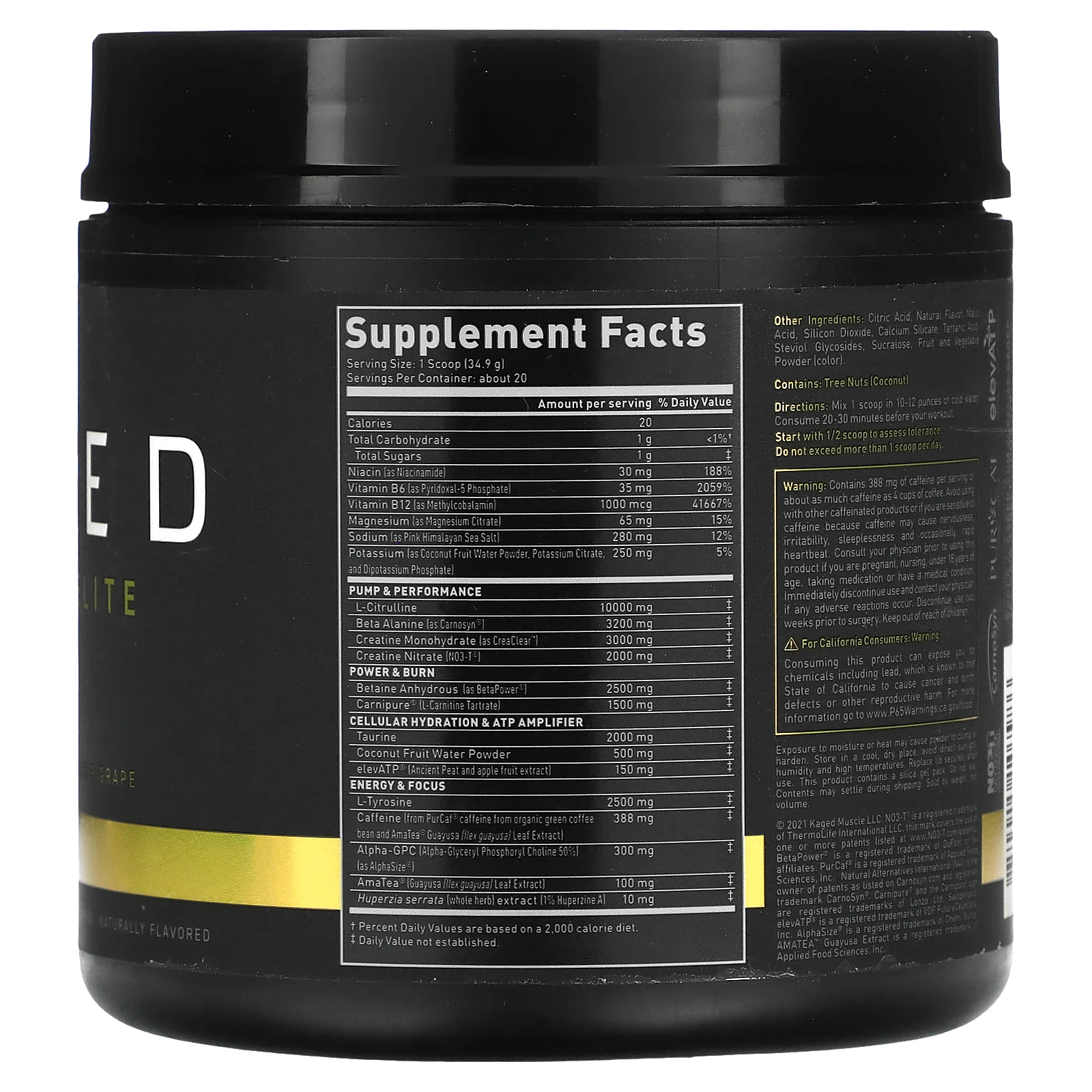 Kaged, PRE-KAGED Elite, перед тренировкой, со вкусом винограда Gracier, 698 г (1,54 фунта)