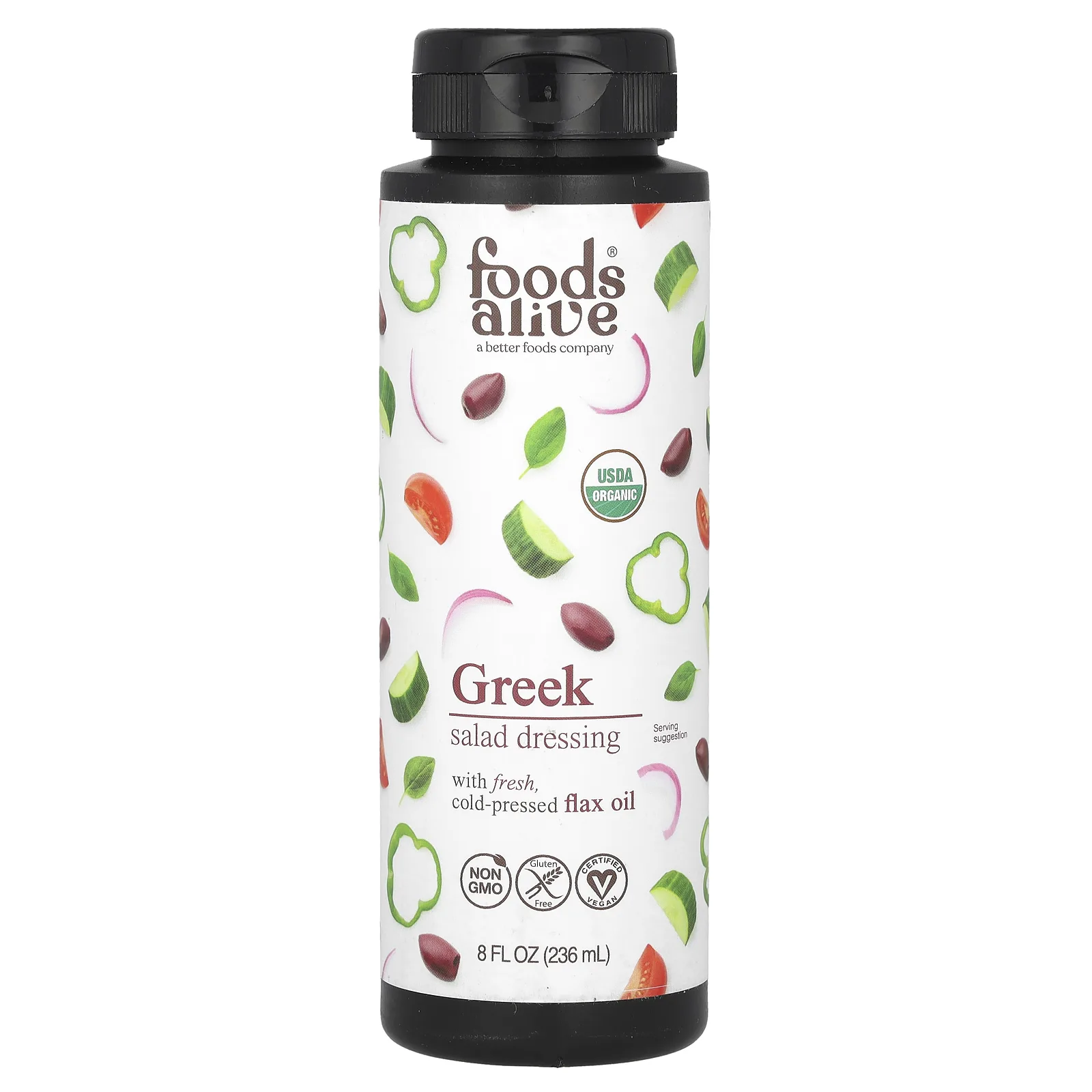 Foods Alive, органическая заправка для салата с льняным маслом, греческая, 236 мл (8 жидк. унций)