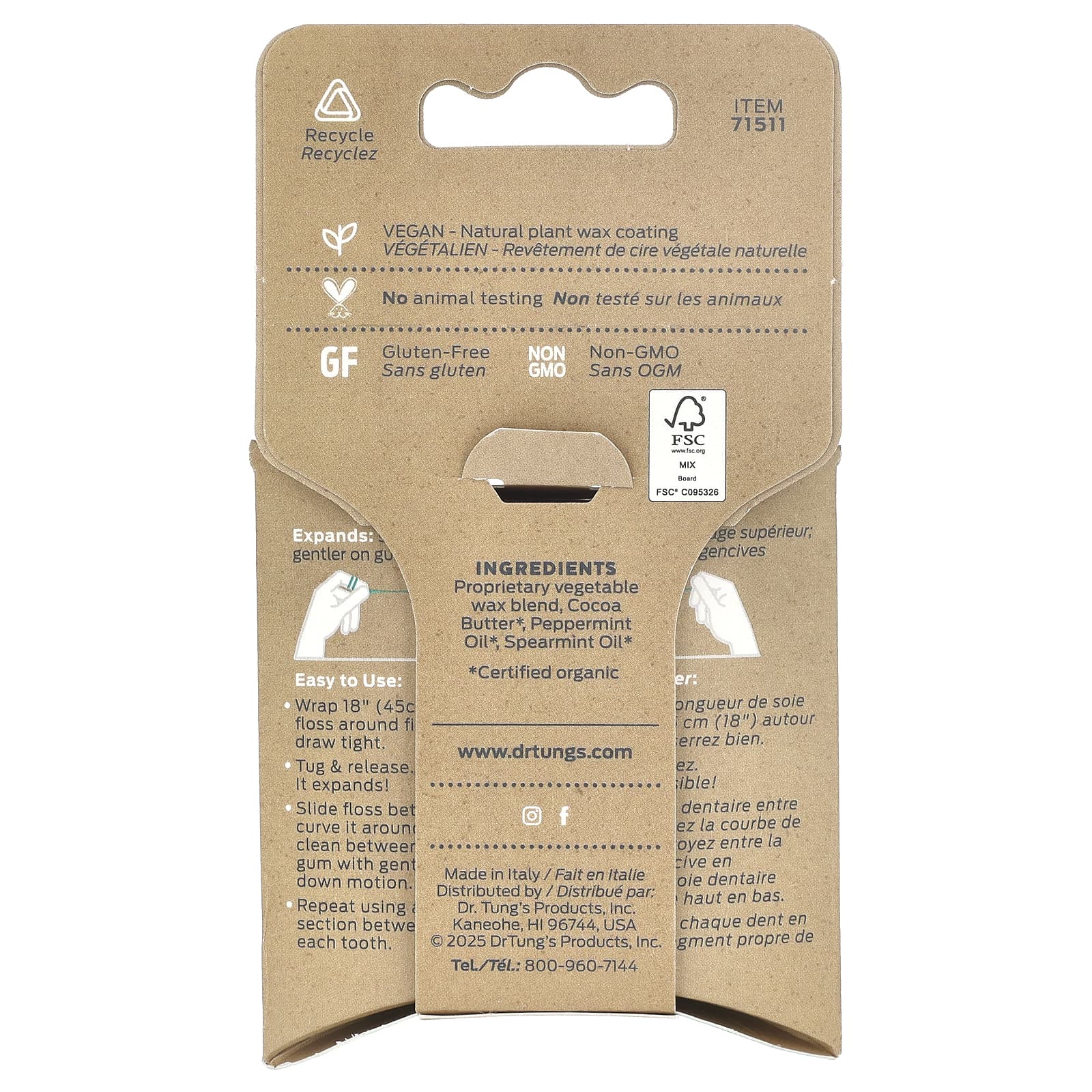 Dr. Tung's, Ecosentials™, Smart Floss®, мятный вкус, 27 метров (30 ярдов)