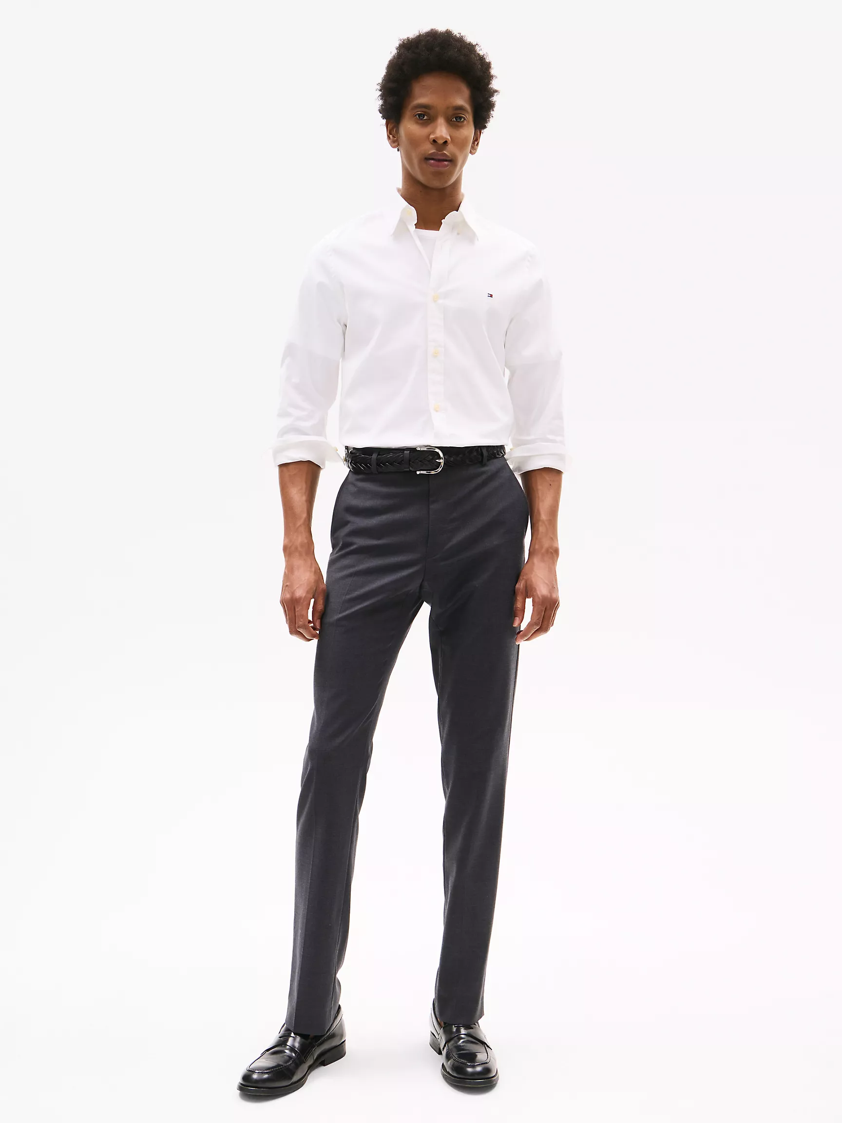 Мужская классическая рубашка Tommy Hilfiger, Приталенная рубашка THFlex из поплина