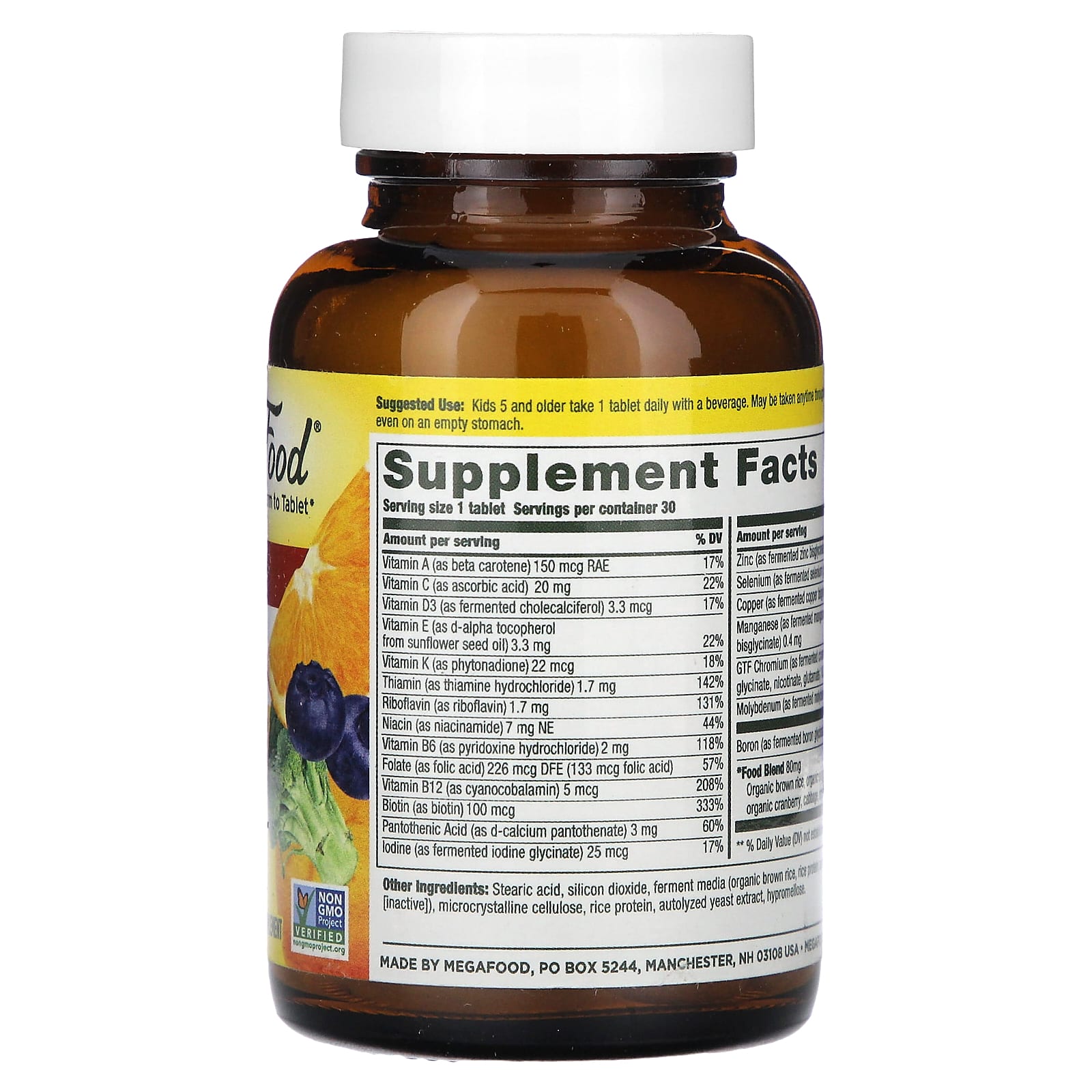 MegaFood, Kids One Daily, мультивитамины для детей, 30 таблеток