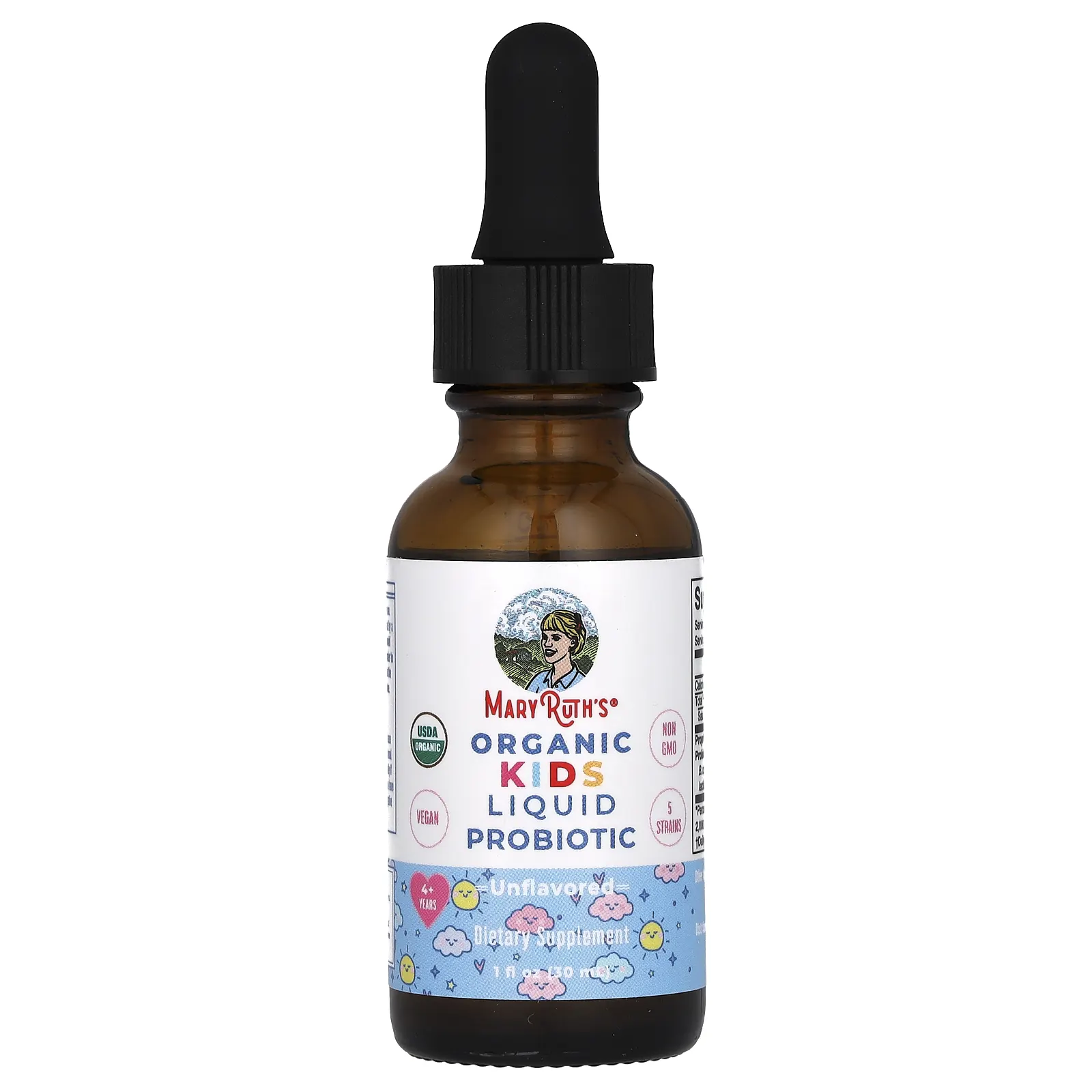 MaryRuth's, органический жидкий пробиотик для детей, от 4 лет, без вкусовых добавок, 2 млрд КОЕ, 30 мл (1 жидк. унция)