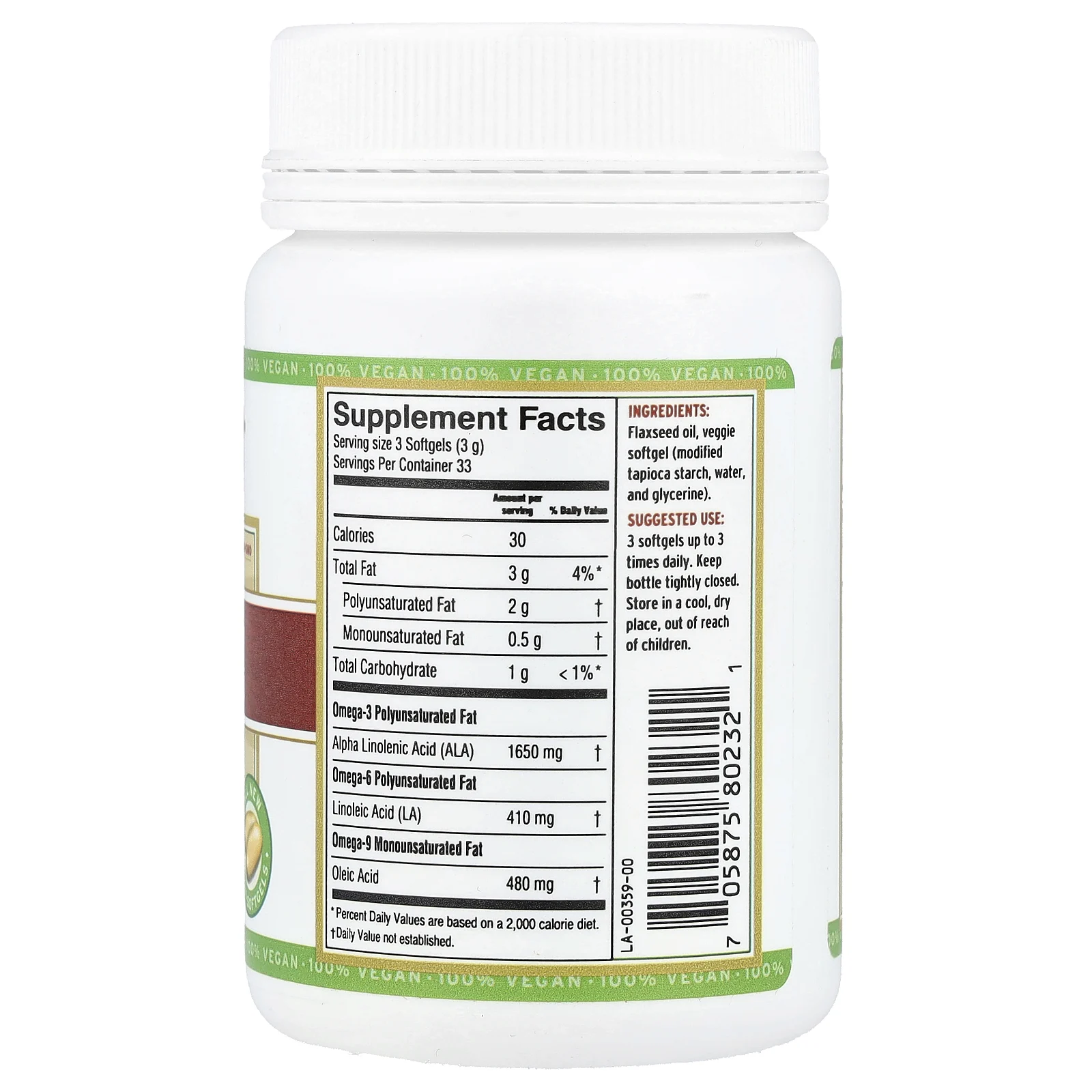 Barlean's, Свежее льняное масло, 100 мягких таблеток