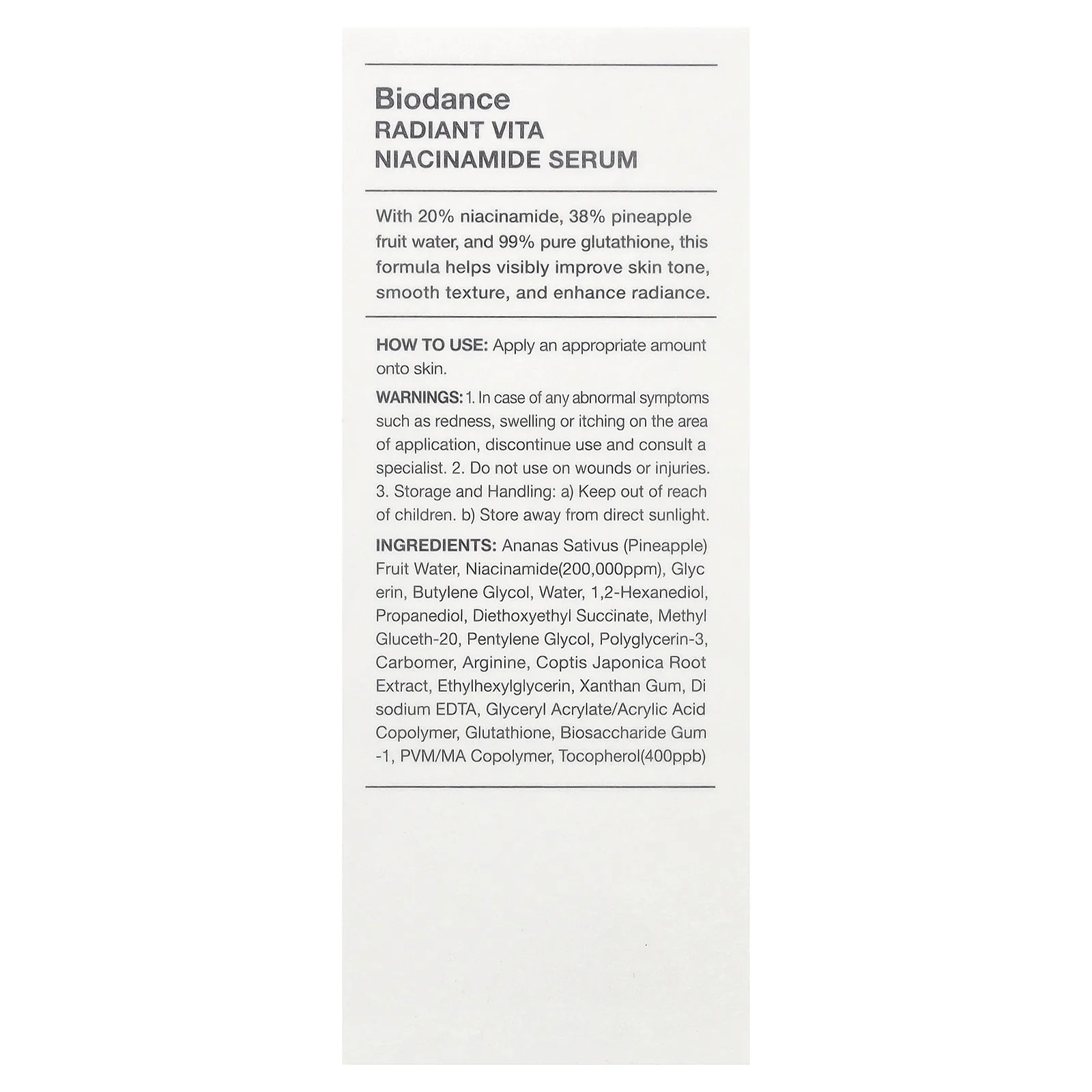 Biodance, сыворотка с никотинамидом для сияния кожи, 30 мл (1,01 жидк. унции)
