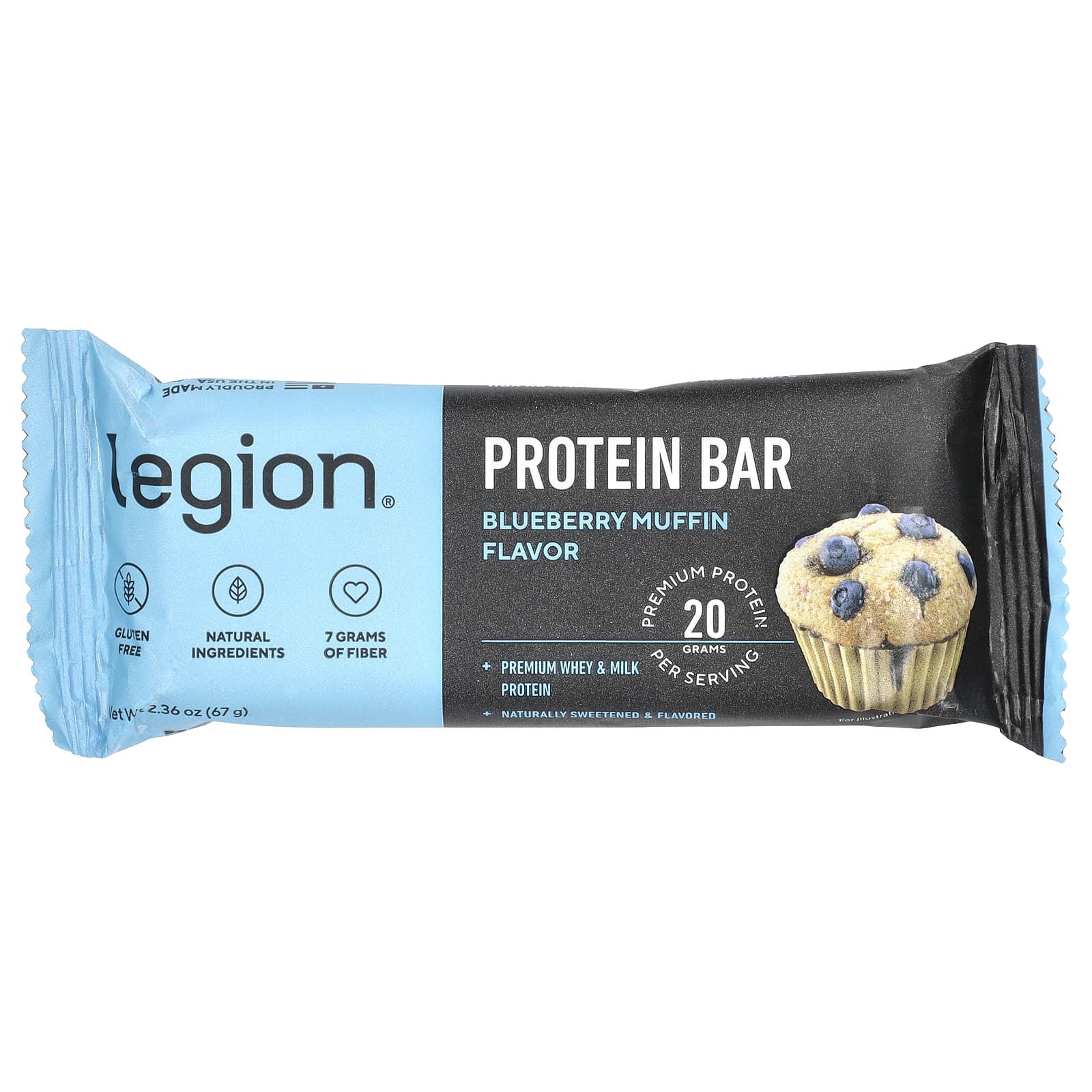 Legion Athletics, Протеиновый батончик, кексы с голубикой, 12 батончиков, 67 г (2,36 унции)