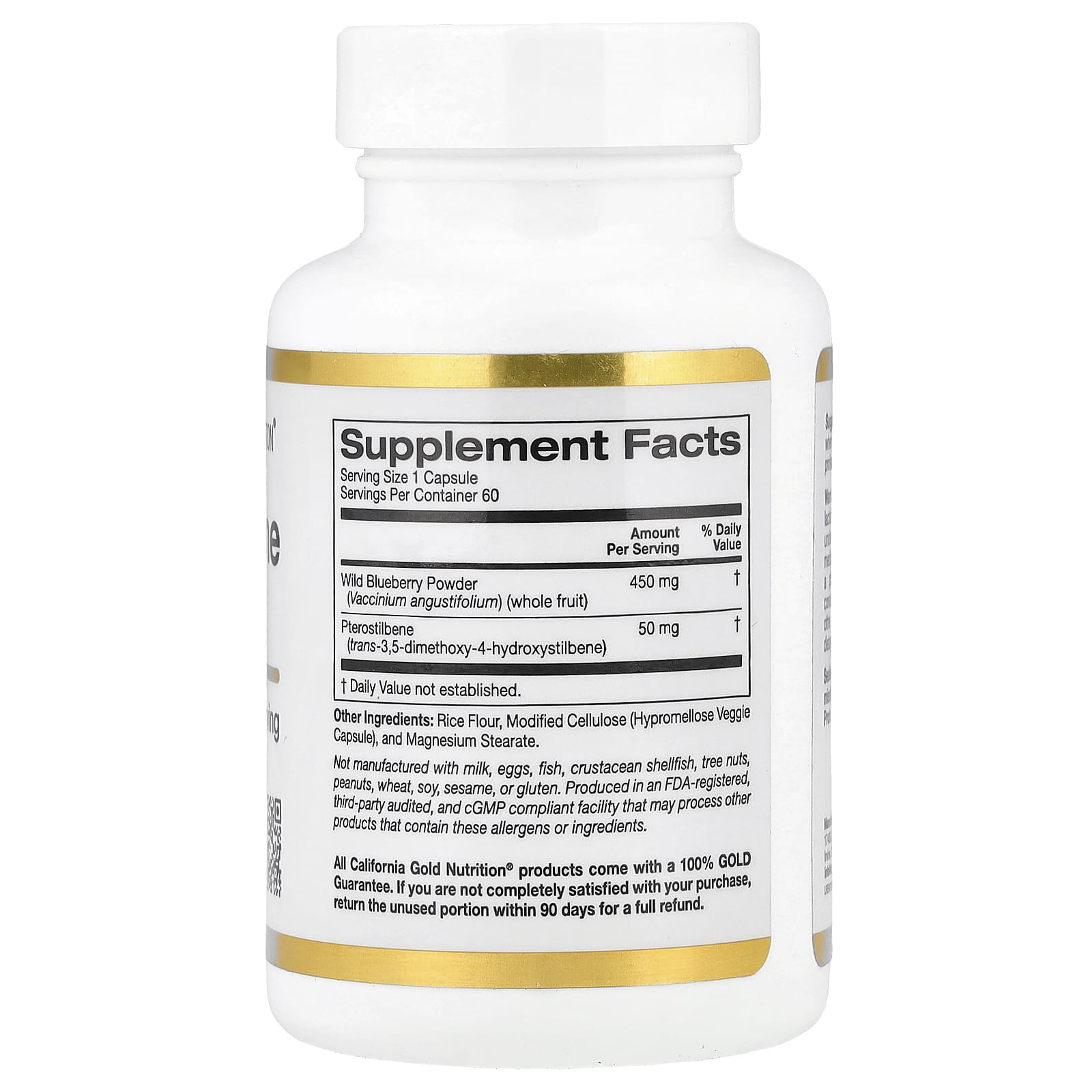 California Gold Nutrition, птеростильбен плюс с порошком из лесной голубики, 60 растительных капсул
