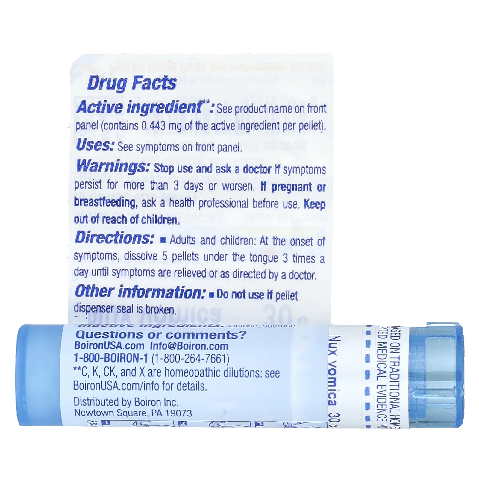 Boiron, Нукс вомика, 30C, прибл. 80 гранул