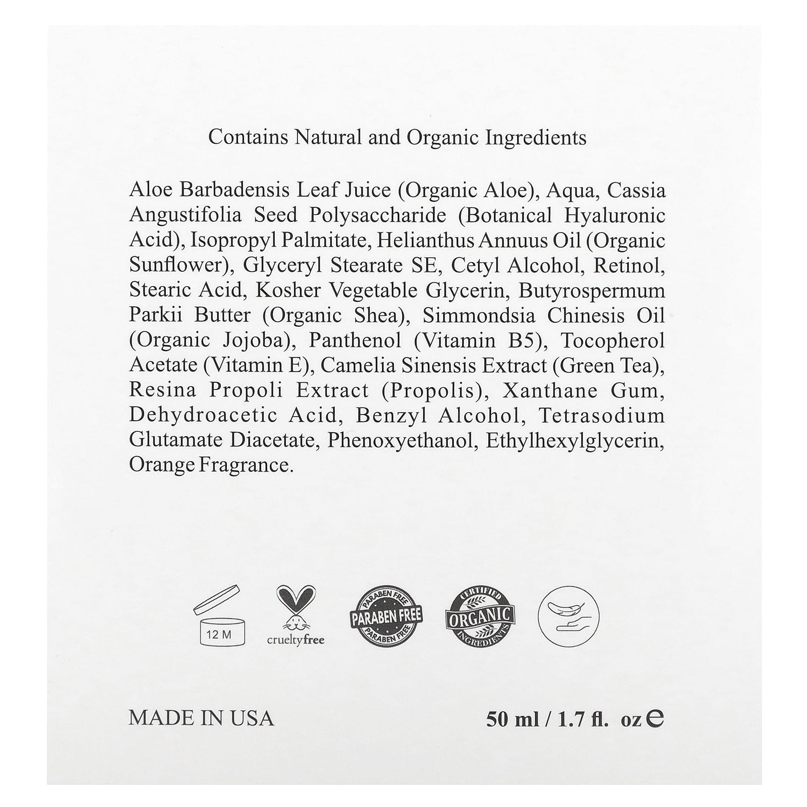 Kleem Organics, улучшенный увлажняющий крем с ретинолом, антивозрастное средство, 50 мл (1,7 жидк. унции)