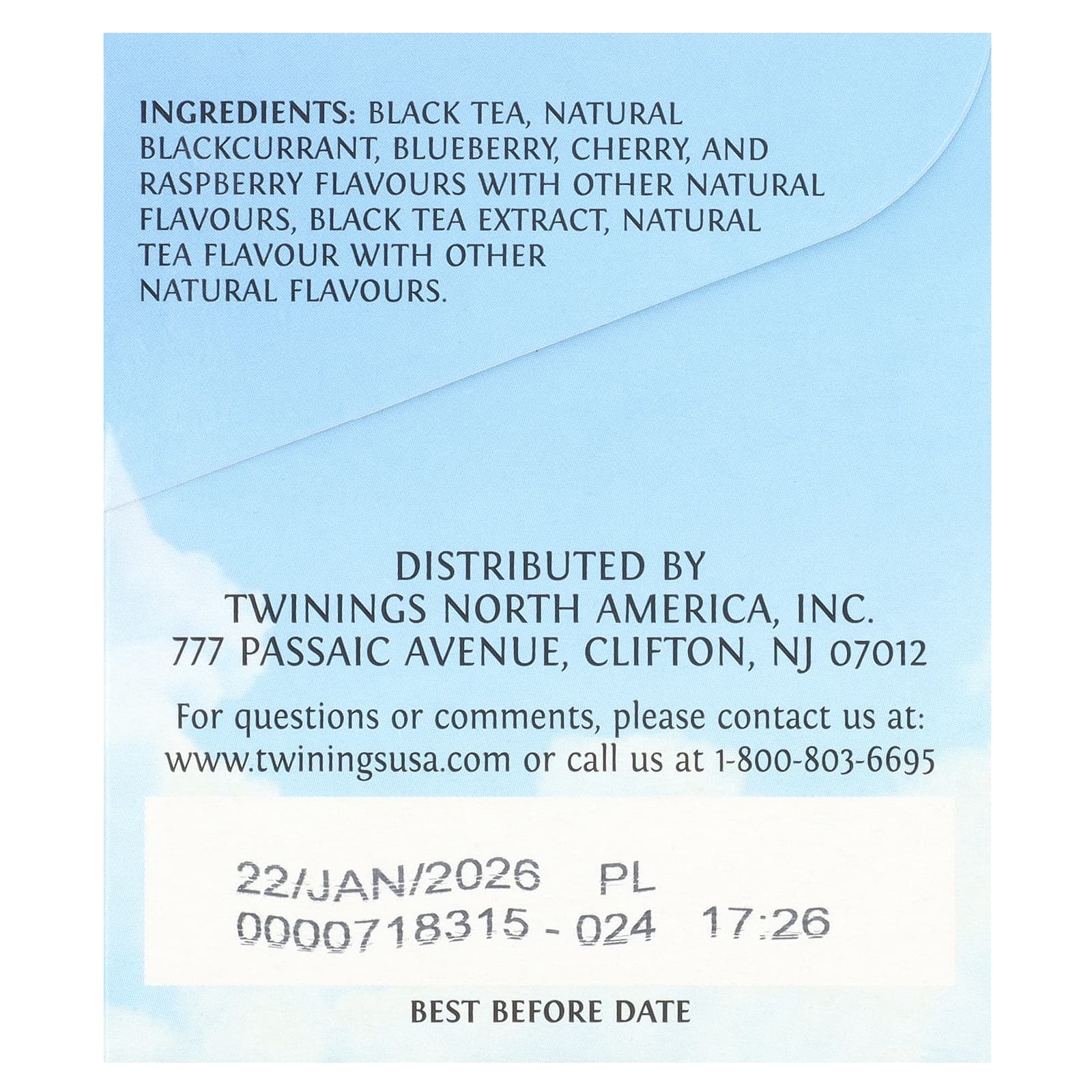 Twinings, холодный чай со льдом, несладкий черный чай, со вкусом ягод, 20 чайных пакетиков на одну порцию, 40 г (1,41 унции)