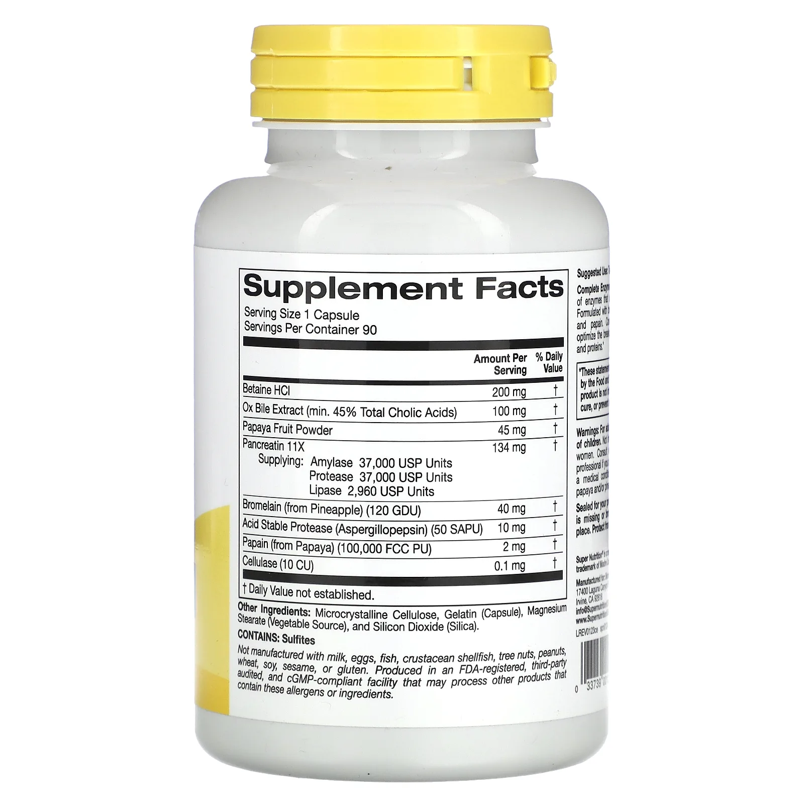 Super Nutrition, Simply One, комплекс ферментов, 90 капсул