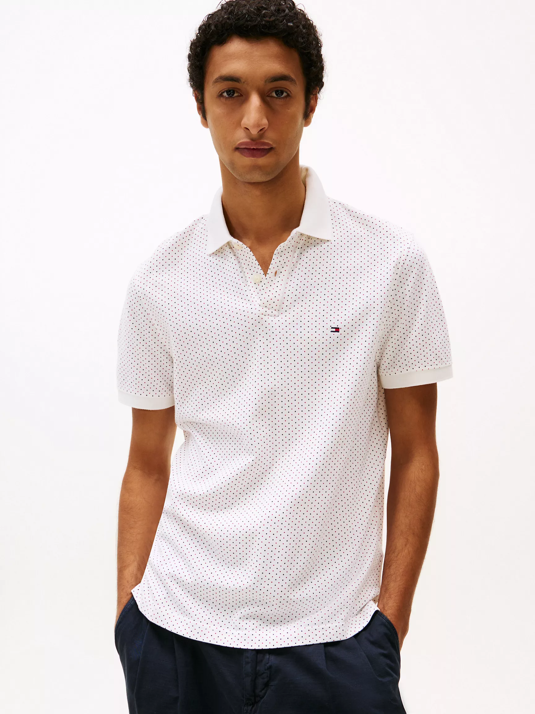 Мужское поло Tommy Hilfiger, Поло стандартного кроя с микропринтом