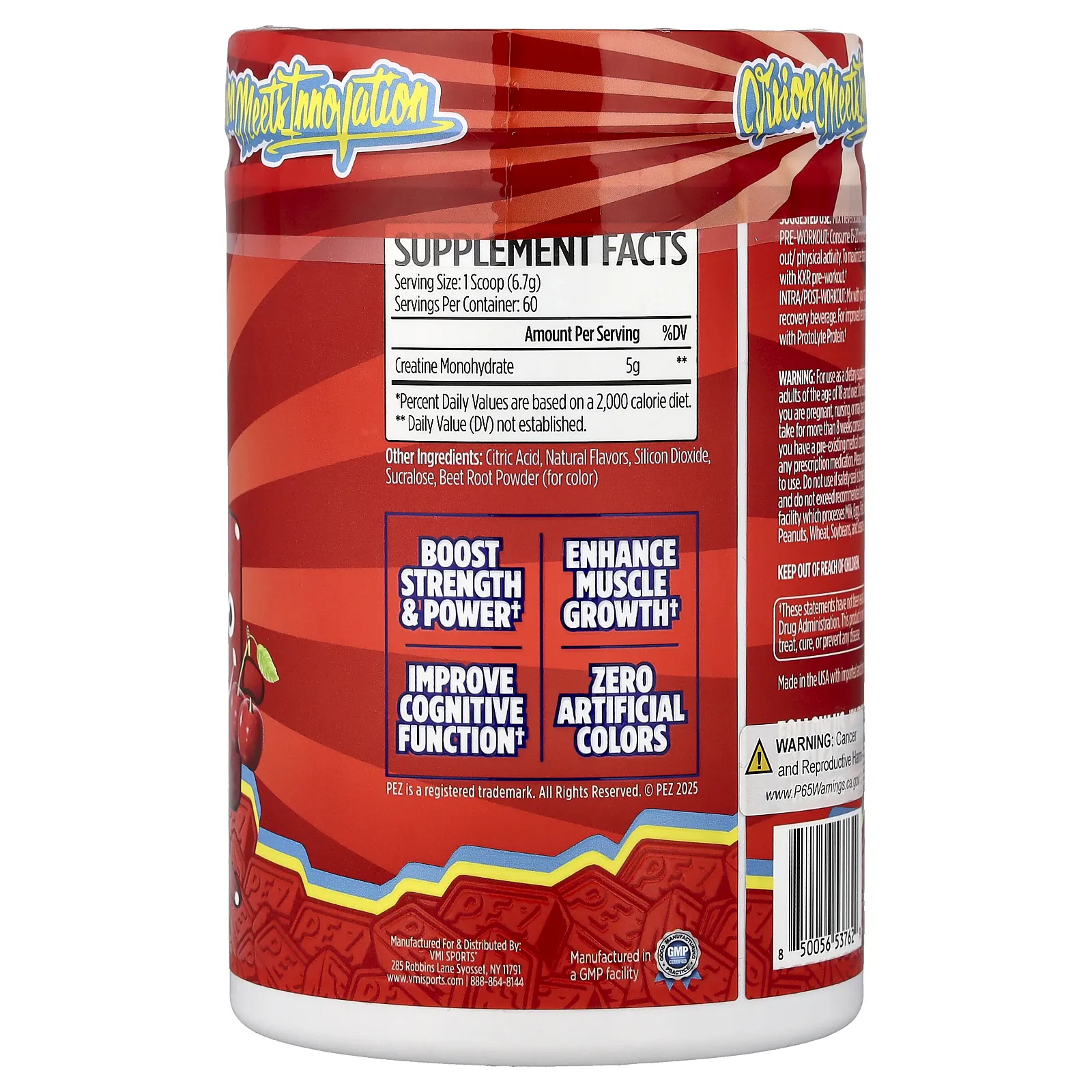 VMI Sports, моногидрат креатина, Pez®, вишня, 402 г (14,18 унции)