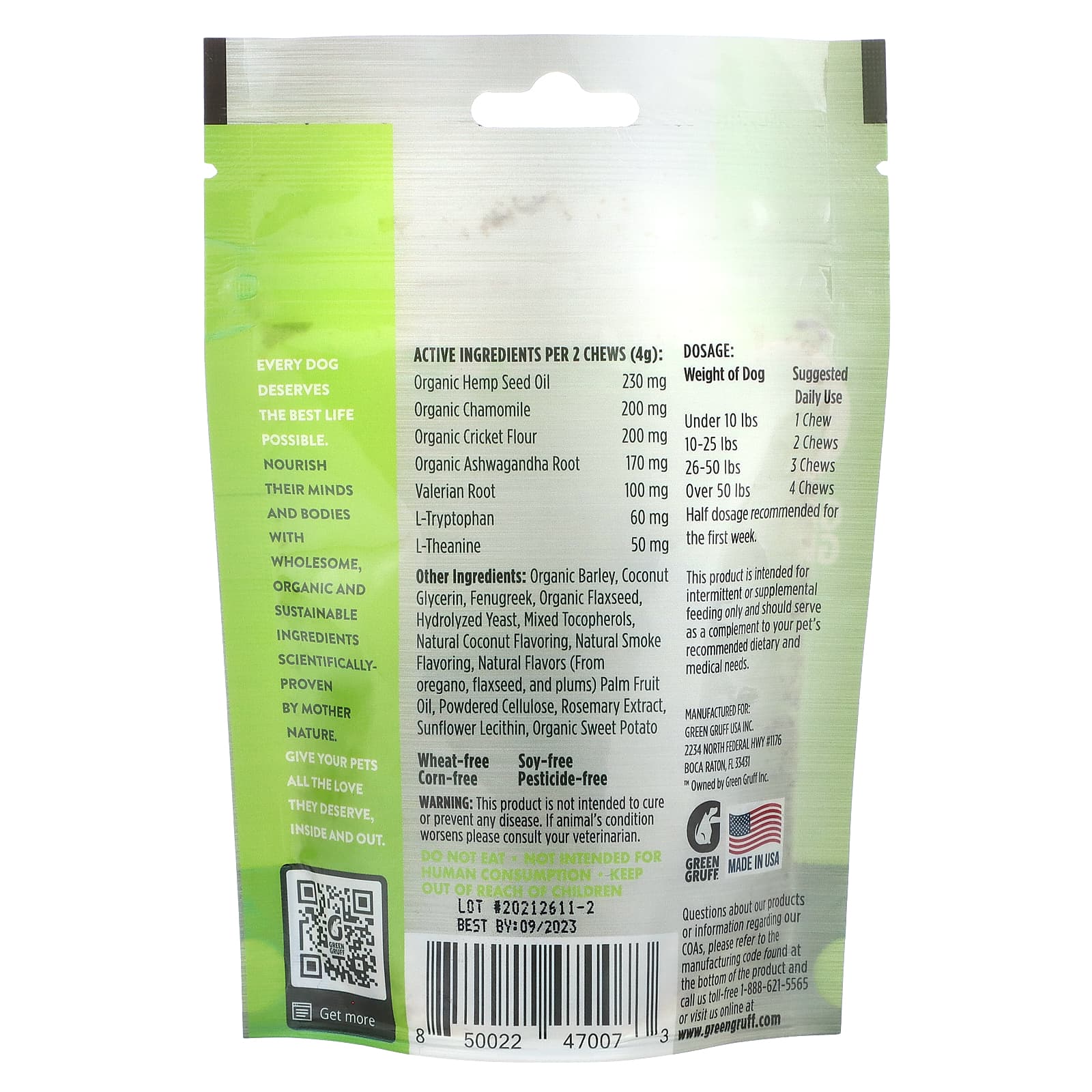 Green Gruff, Relax Calming, копченый кокос, 24 жевательные таблетки, 48 г (1,7 унции)