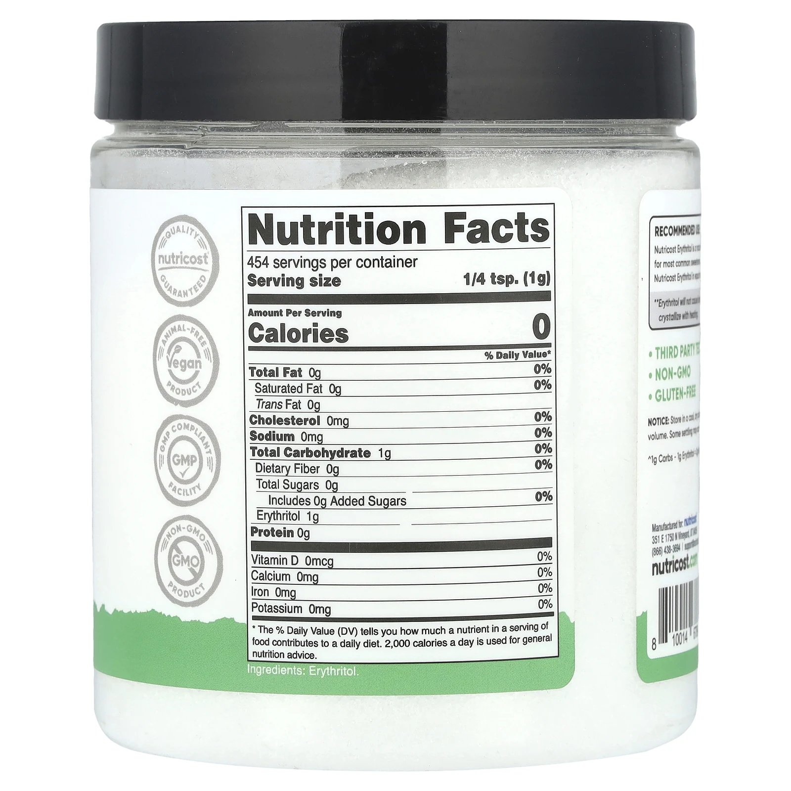 Nutricost, Pantry, эритритол, 454 г (16 унций)