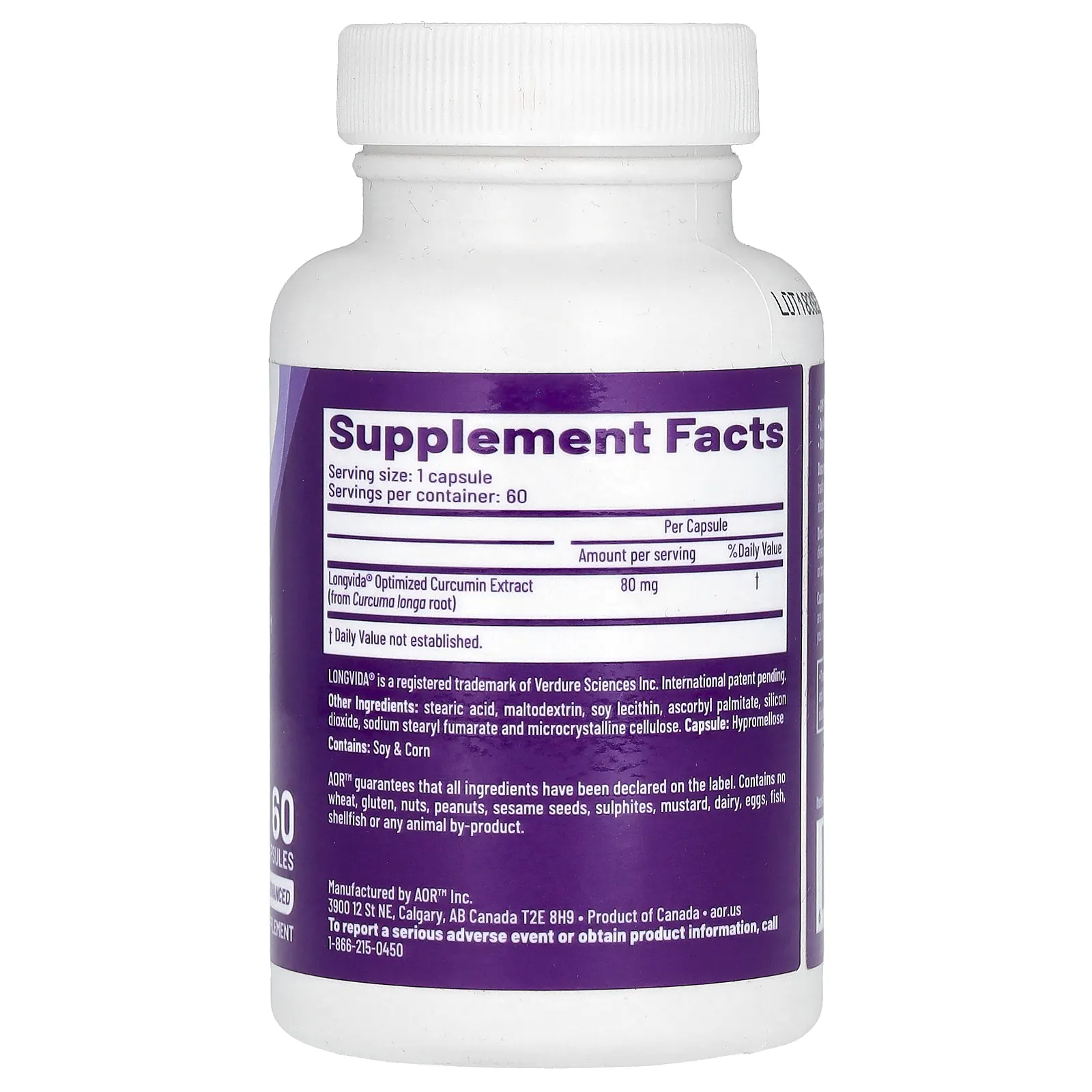 Advanced Orthomolecular Research AOR, CurcuViva с LongVida, 60 капсул
