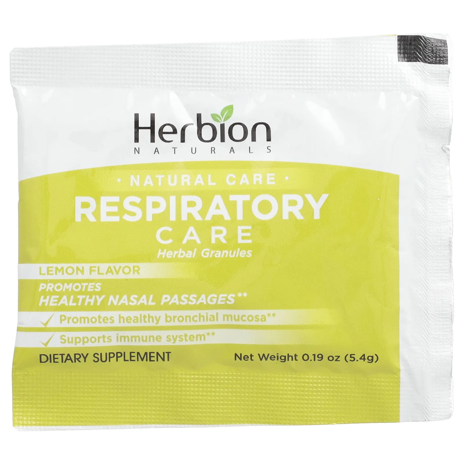 Herbion, Respiratory Care, травяные гранулы, натуральный лимон, 10 пакетиков по 5,4 г (0,19 унции)