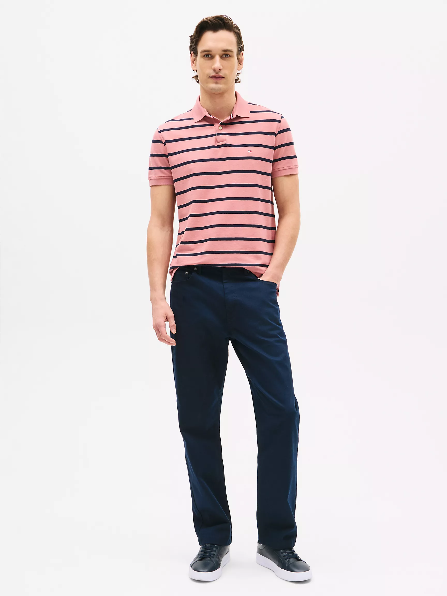 Мужское поло Tommy Hilfiger, Полосатое влагоотводящее поло стандартного кроя