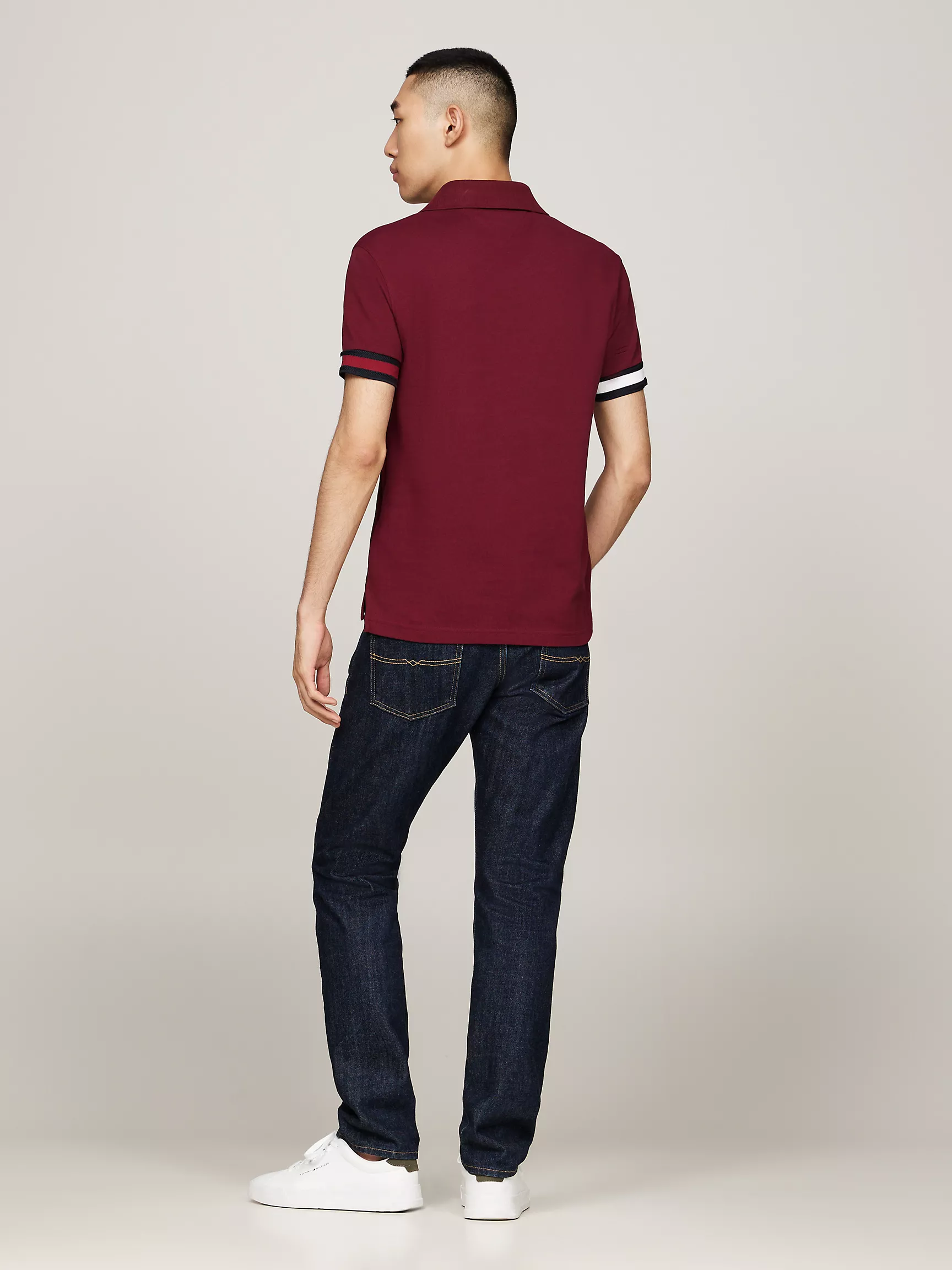 Мужское поло Tommy Hilfiger, Приталенное поло с логотипом флага на манжетах