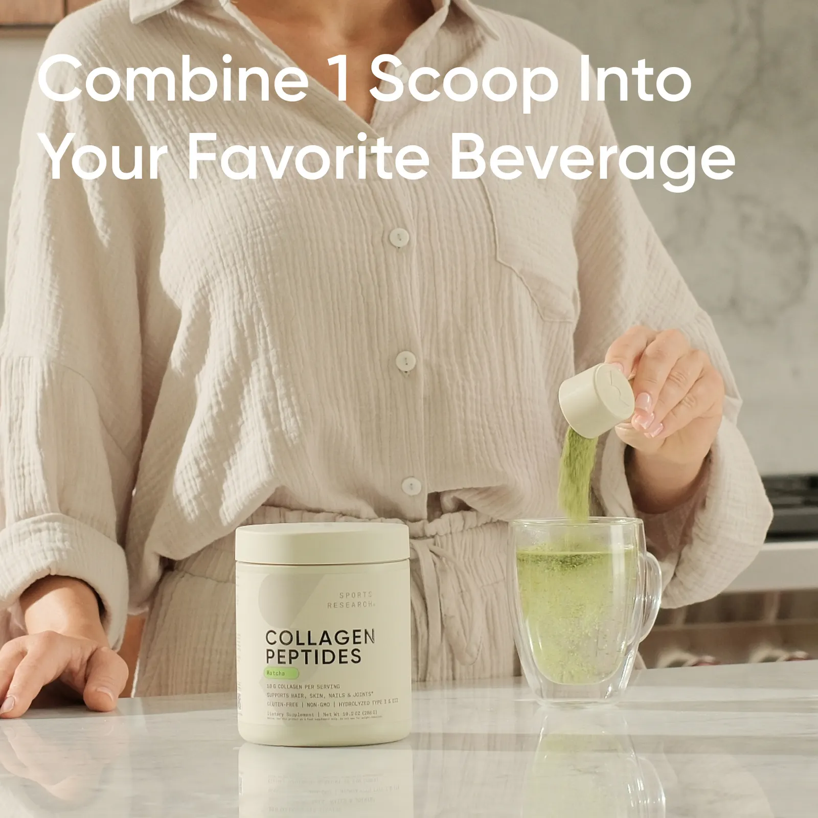 Sports Research, Коллагеновые пептиды, матча, 288 г (10,2 унции)