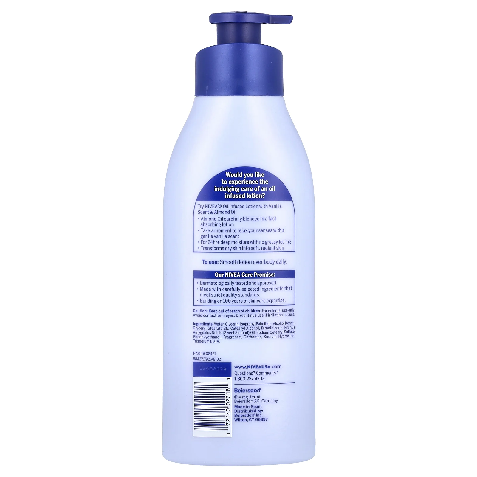 Nivea, Масляный лосьон, ванильное и миндальное масло, 500 мл (16,9 жидк. Унции)