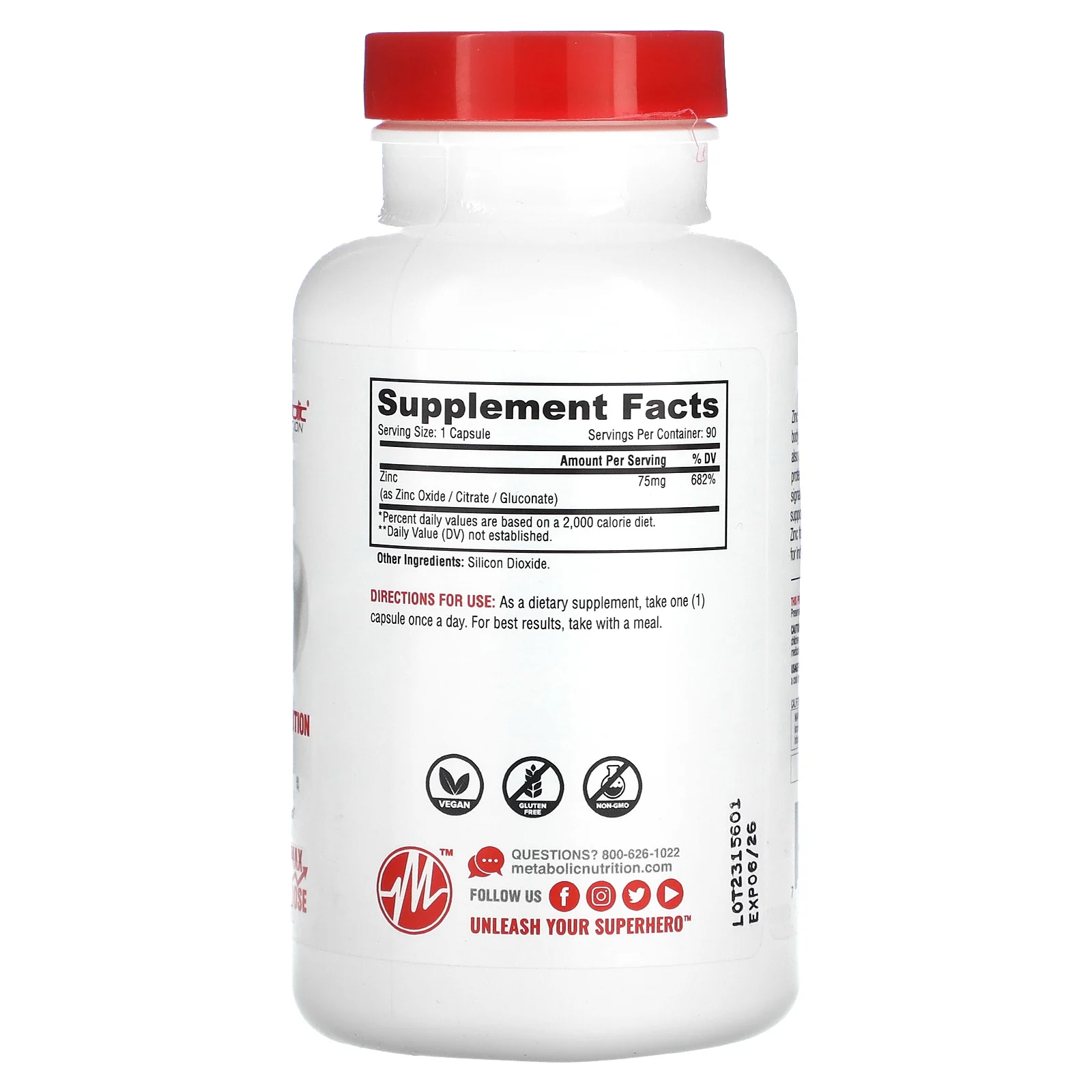 Metabolic Nutrition, Цинк`` 90 капсул