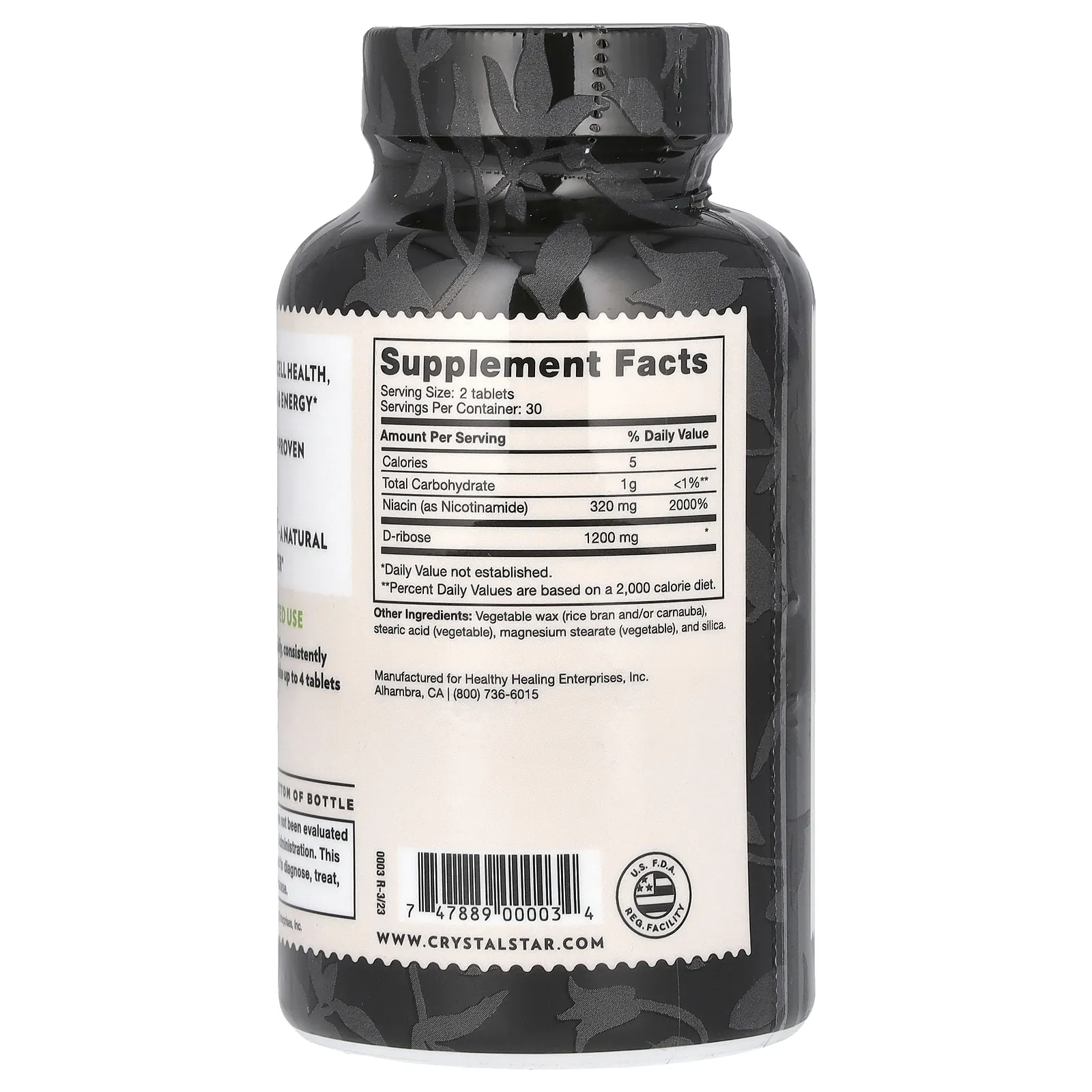 Crystal Star, NAD+, 60 вегетарианских таблеток длительного высвобождения