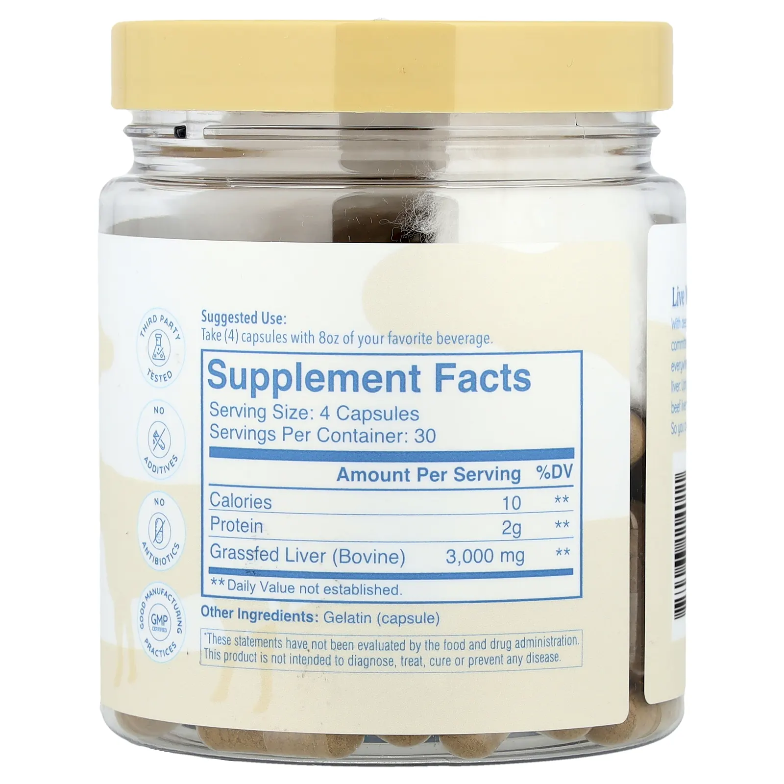 Wondercow, Говяжья печень травяного откорма, 120 капсул