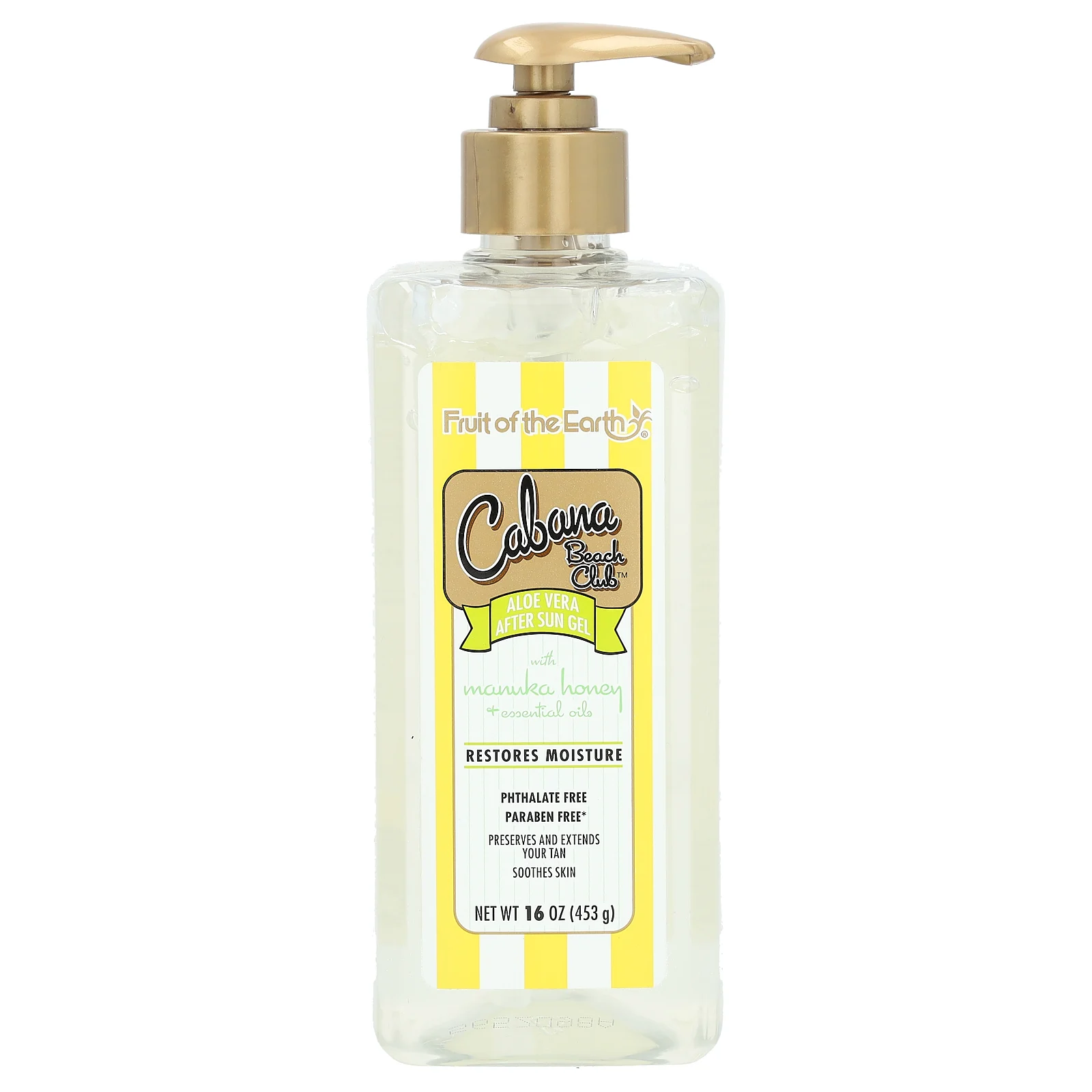 Fruit of the Earth, Cabana Бич Клуб, гель после загара с алоэ вера, медом манука и эфирными маслами, 453 г (16 унций)