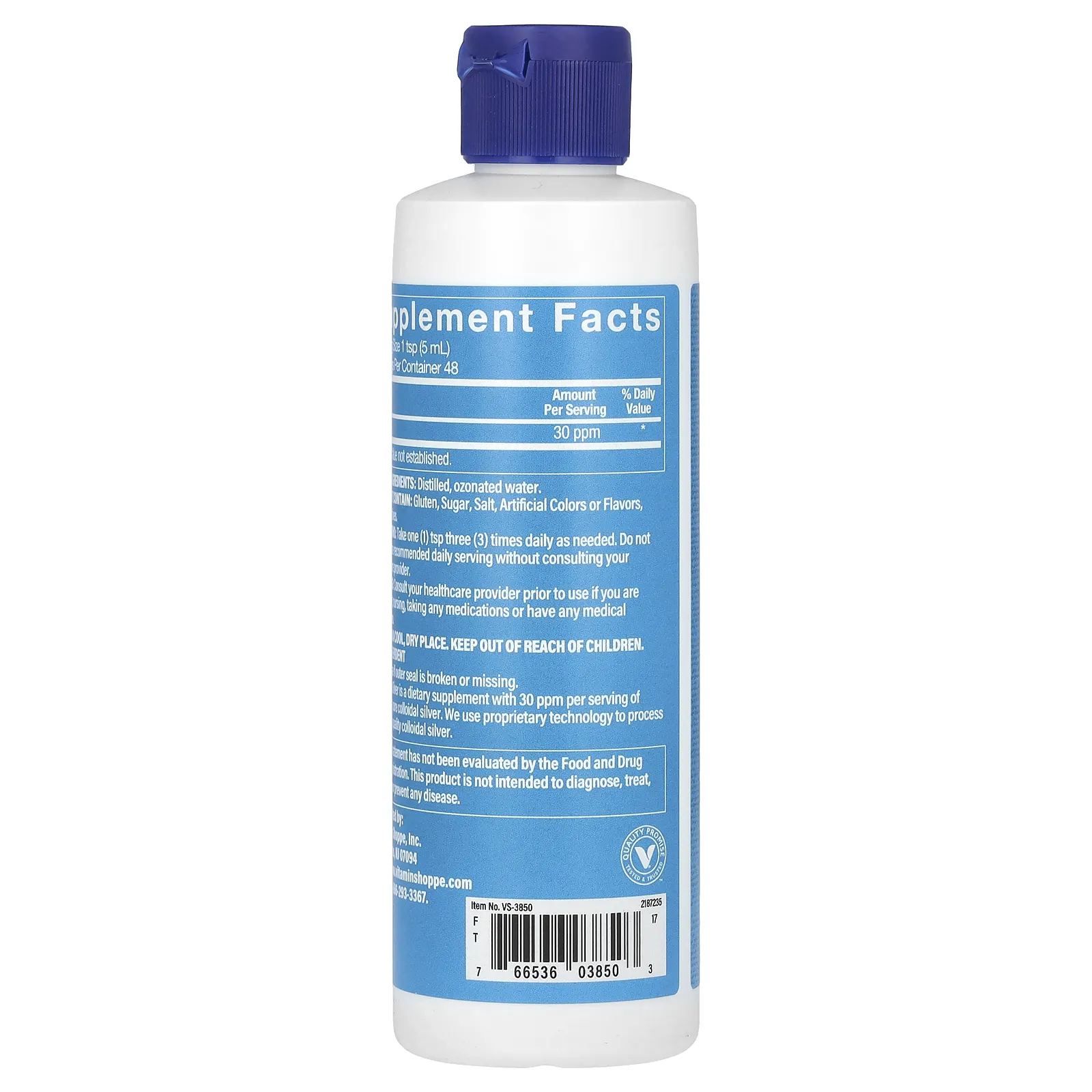 The Vitamin Shoppe, Коллоидное серебро, 30 част. / Млн, 237 мл (8 жидк. Унций)