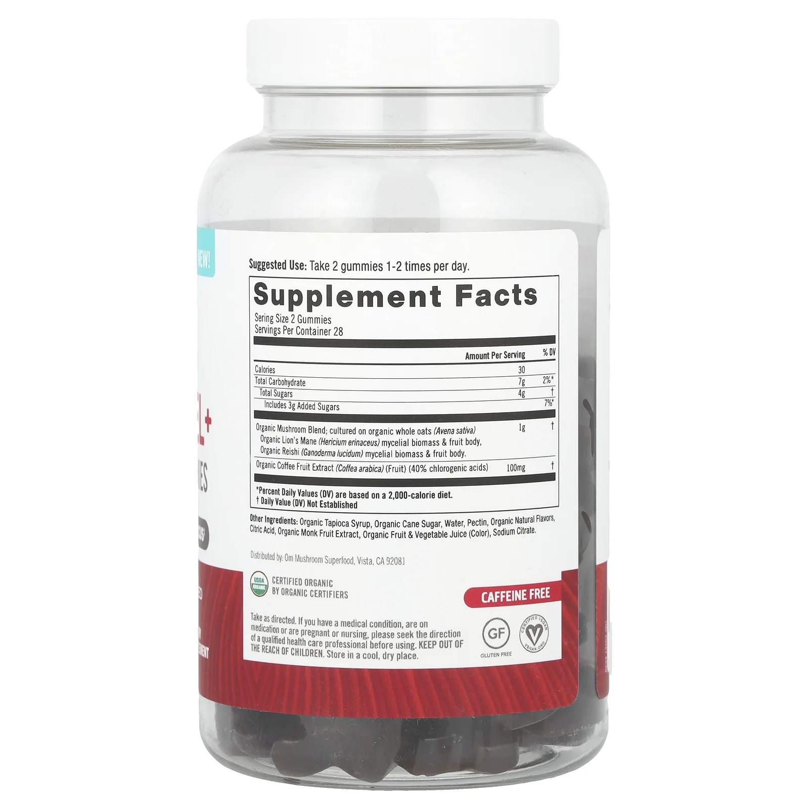 Om Mushrooms, Brain Fuel+, жевательные грибы, со вкусом малины, 56 веганских жевательных таблеток