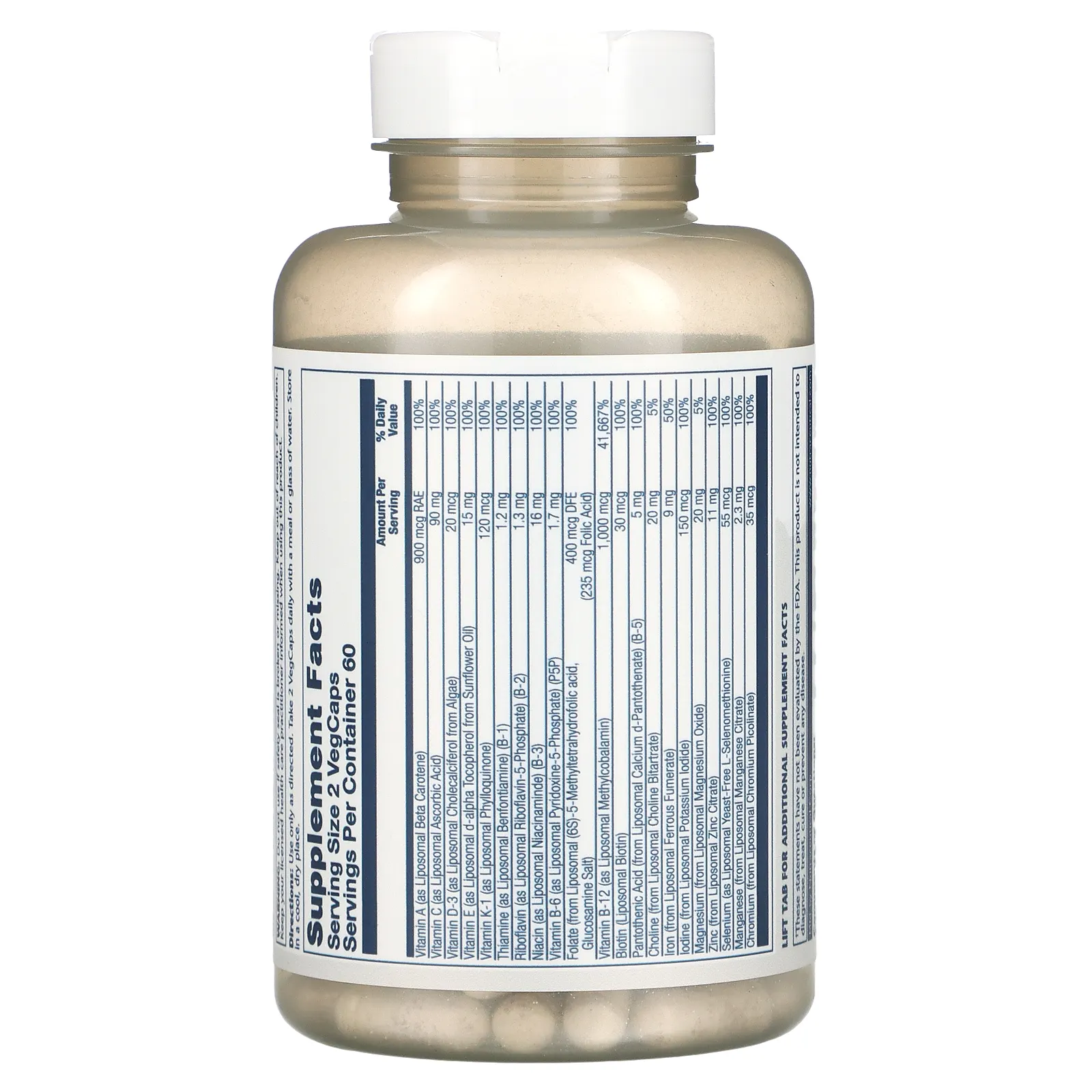 Solaray, липосомальные мультивитамины, универсальное средство, 120 растительных капсул