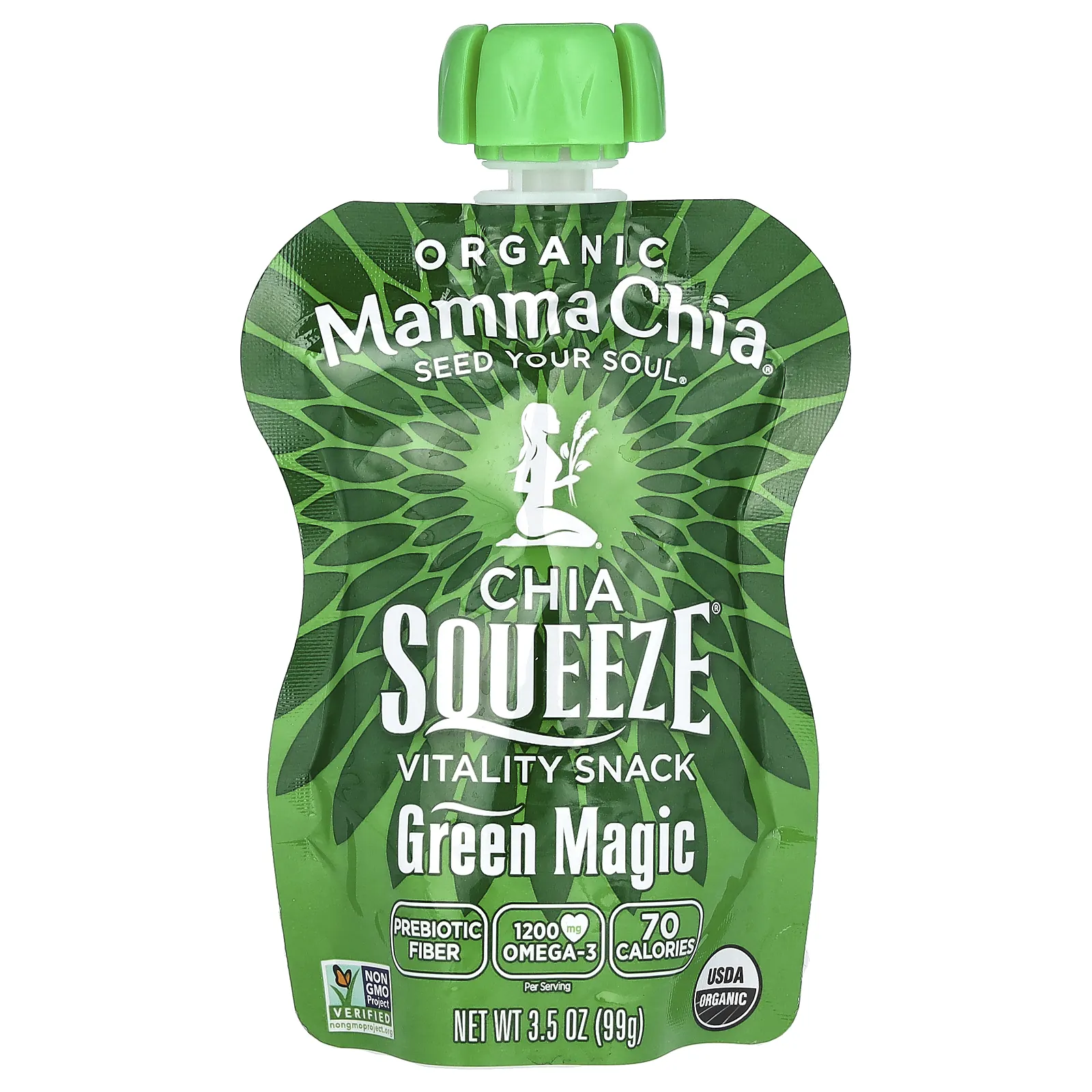Mamma Chia, Organic Chia Squeeze, Vitality Snack, Green Magic, 8 порций, 99 г (3,5 унции)