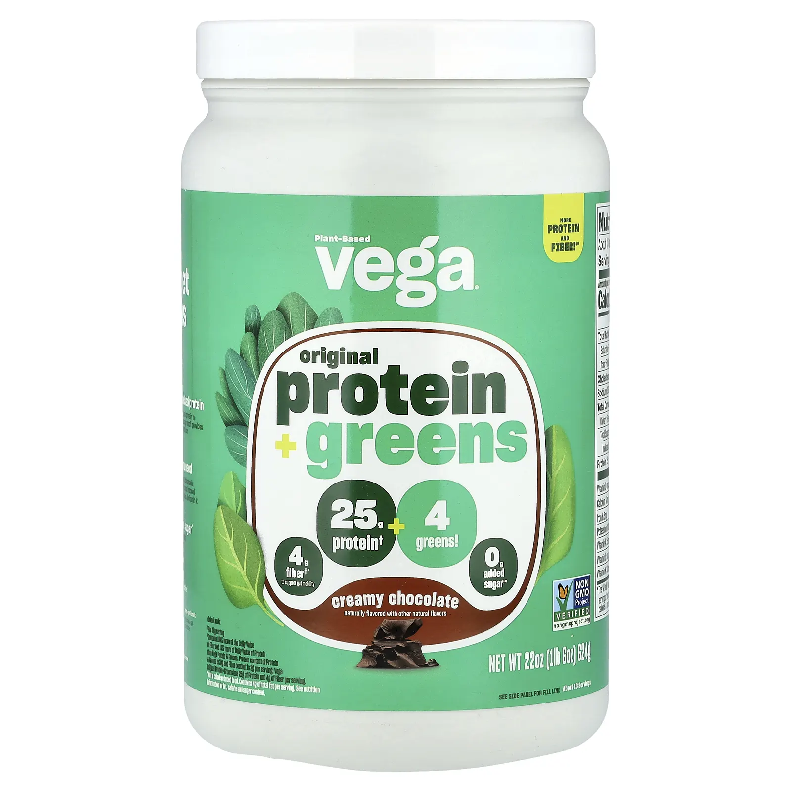 Vega, Original Protein + Greens, сливочный шоколад, 624 г (1 фунт 6 унций)