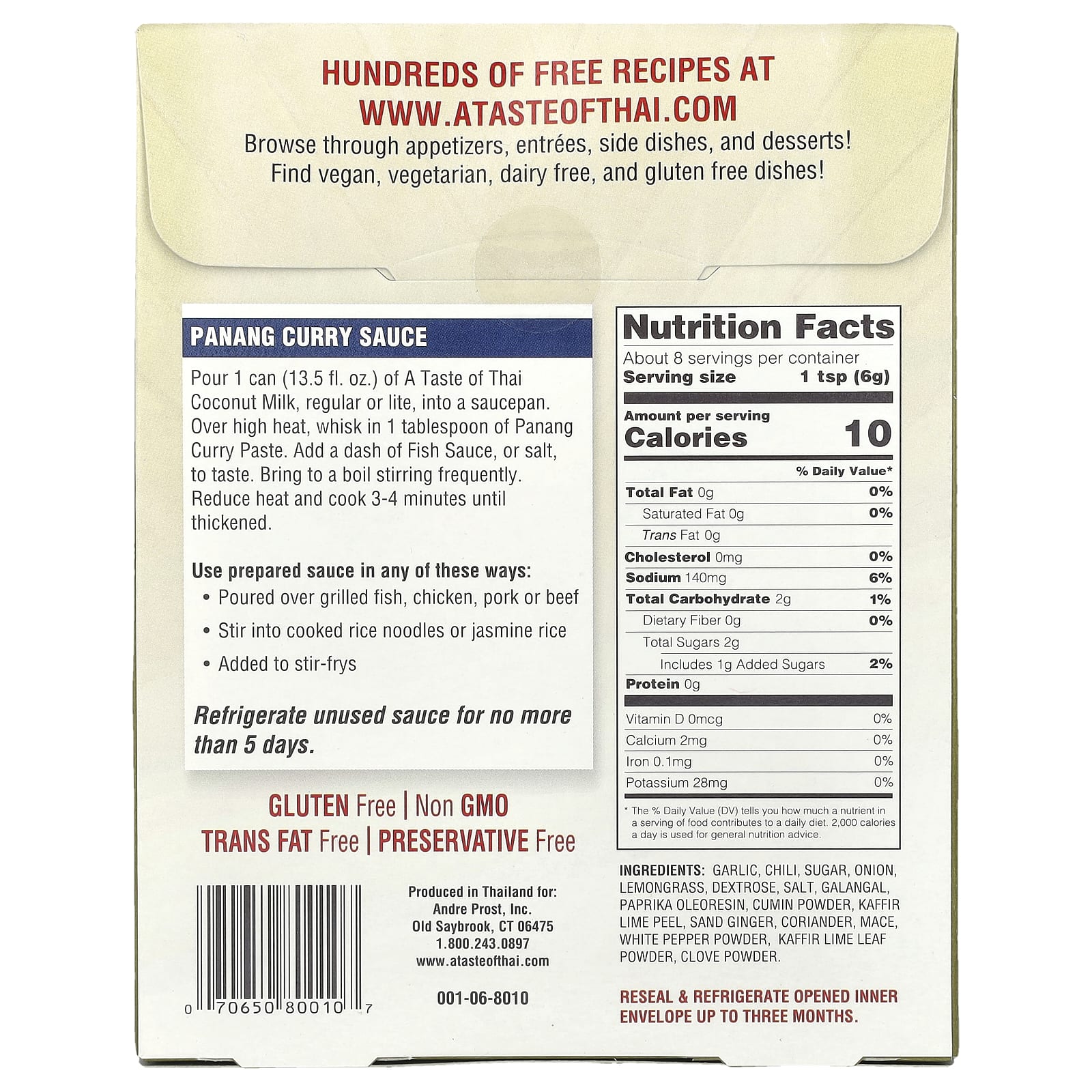 A Taste Of Thai, Пананг карри, 50 г (1,75 унции)