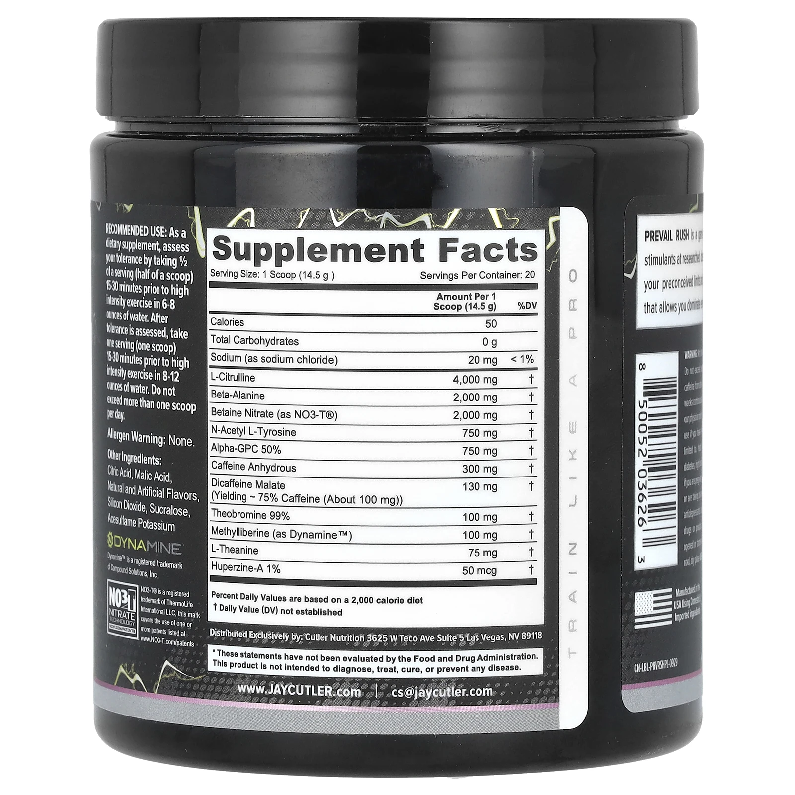 Cutler Nutrition, Prevail Rush, добавка с высоким содержанием стимуляторов, розовый лимонад, 290 г (10,22 унции)