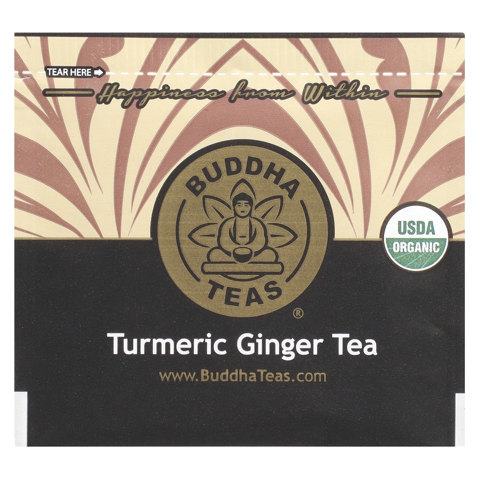 Buddha Teas, органический травяной чай, куркума и имбирь, 18 чайных пакетиков, 36 г (1,27 унции)